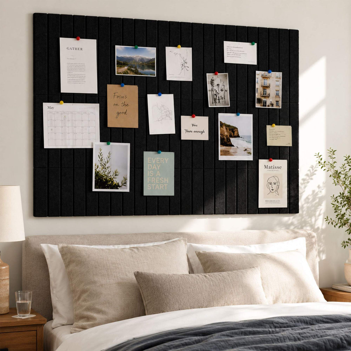 Self-Adhesive Black Felt Pinboard, 120 x 90 cm