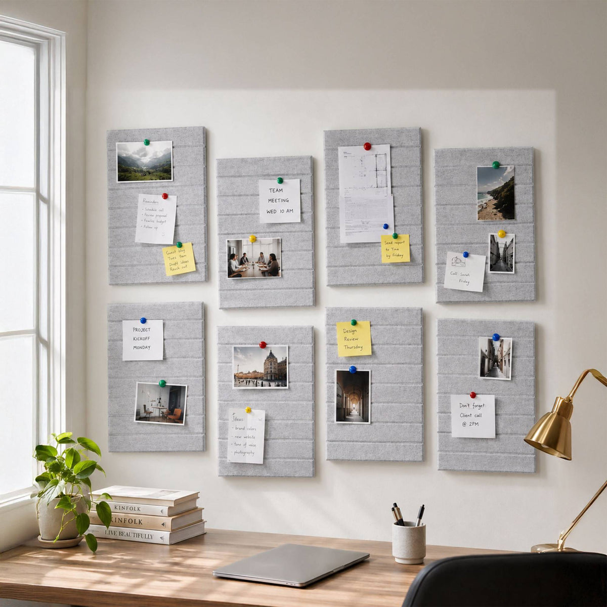 Self-Adhesive Felt Pinboard, Light Brown, 120x90 cm