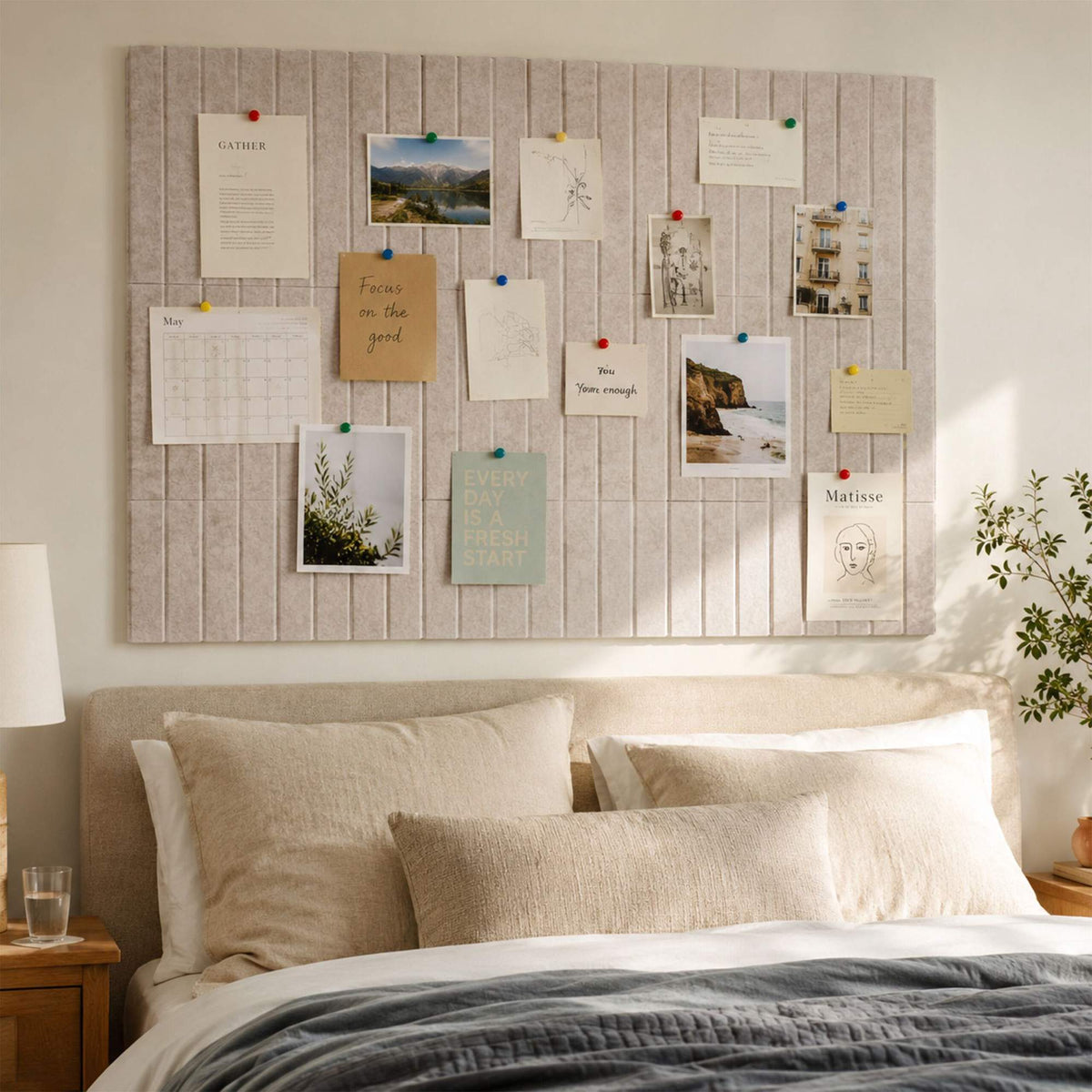 Self-Adhesive Felt Pinboard, Light Gray, 120x90 cm