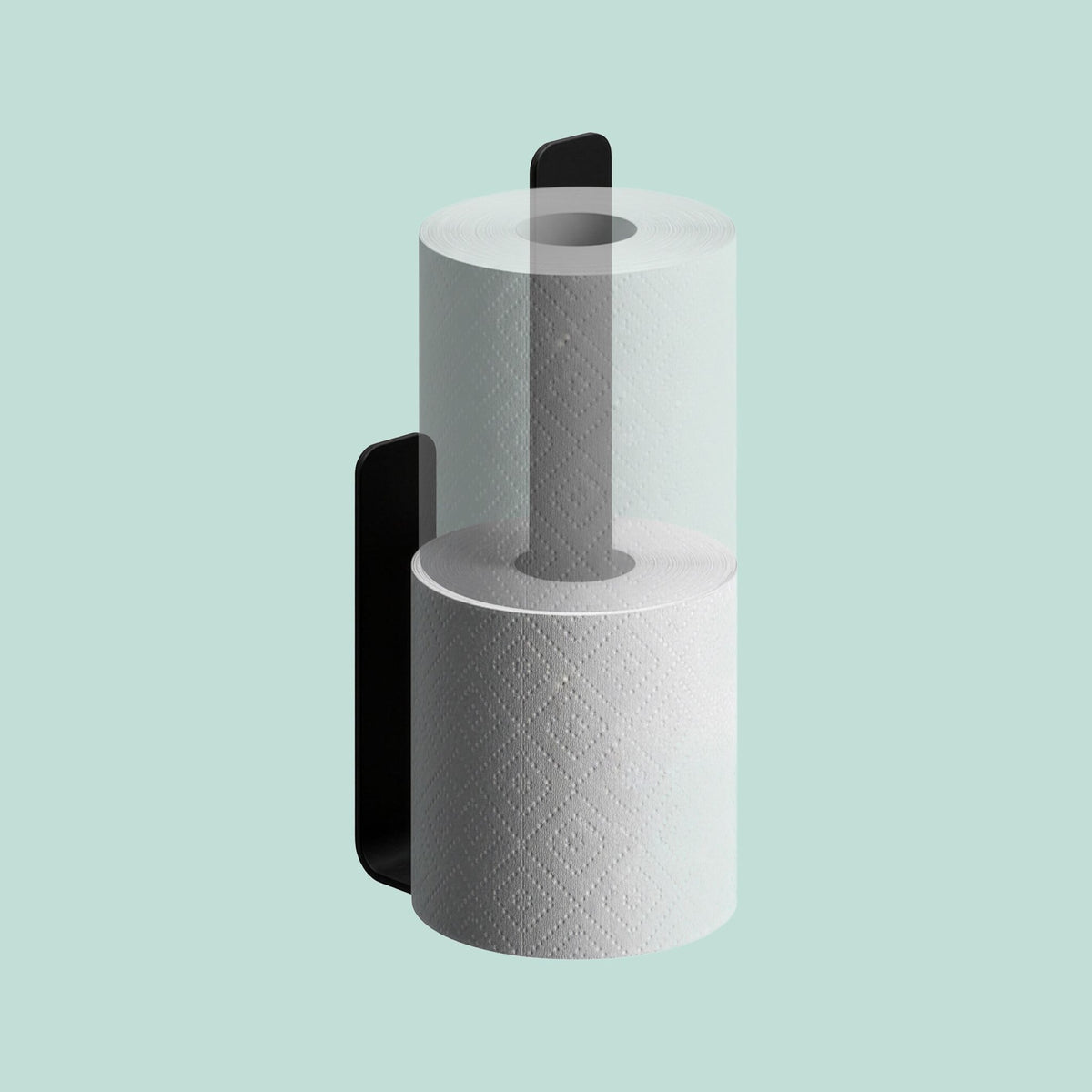 Self-Adhesive Toilet Roll Holder, Matte Black, Holds 2 Rolls