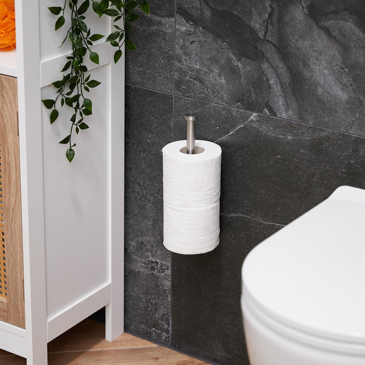 Self-Adhesive Toilet Roll Holder with Spare Roll Storage