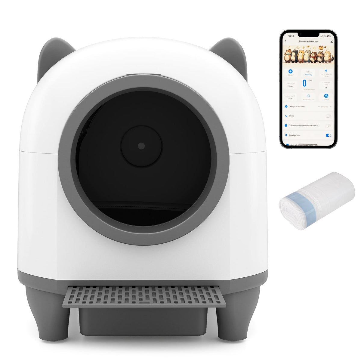 Self-Cleaning Cat Litter Box, 80L, App-Controlled, Odor Control