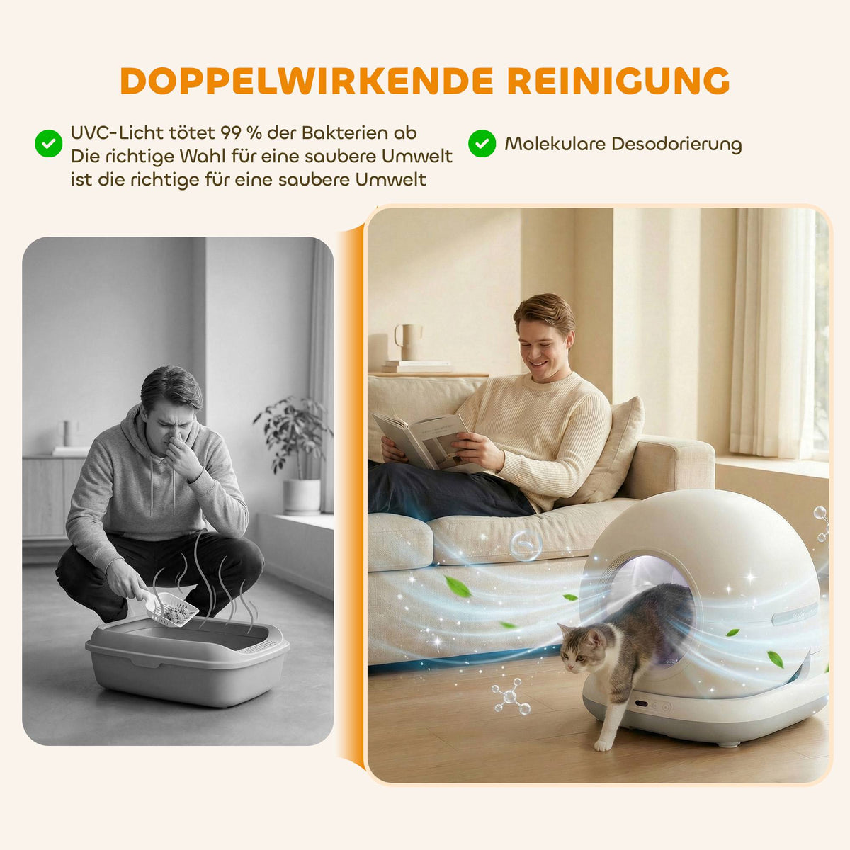 Self-Cleaning Cat Litter Box, XL 72L with HD Camera & App Control