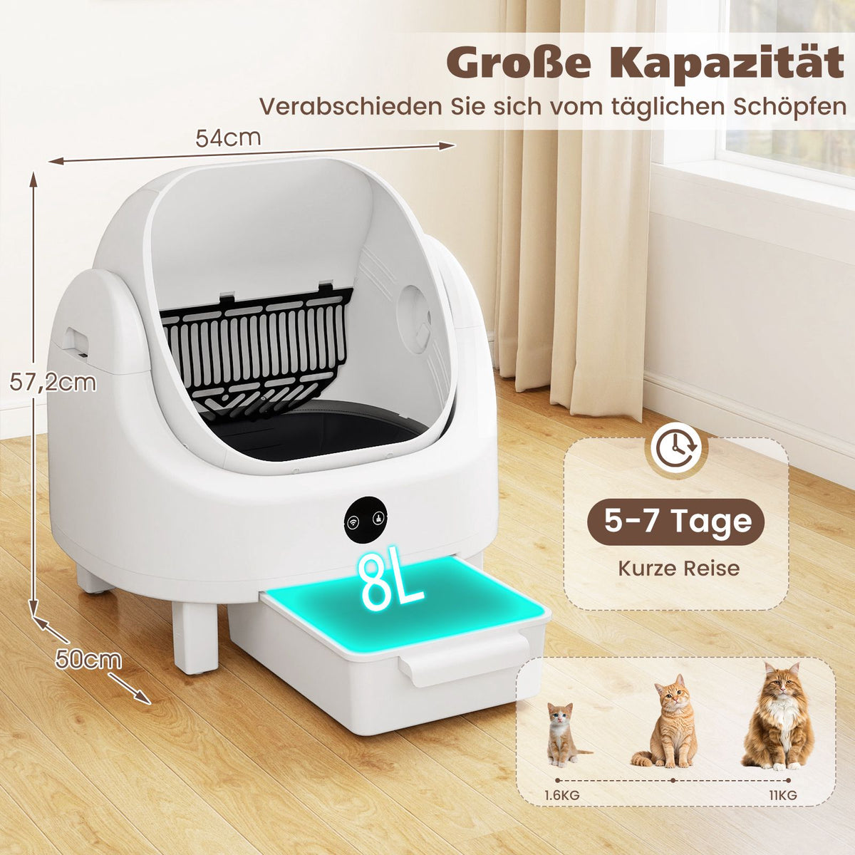 Self-Cleaning Cat Litter Box with App Control & Odor Control