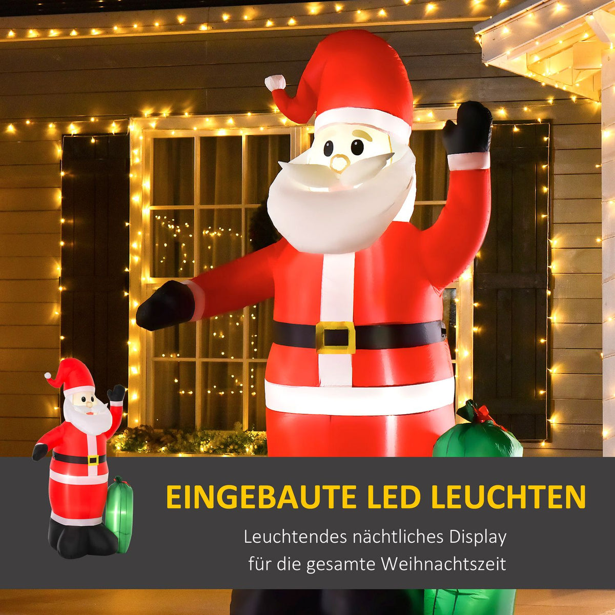 Self-Inflatable Decoration Santa Claus With Gift Bag Led Blower Red 148 X 85 X 240 Cm