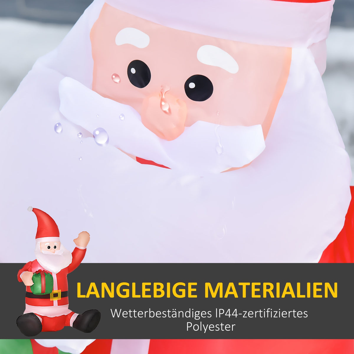 Self-Inflatable Santa Claus Christmas Decoration Led With Gift Blower Red L70 X W50 X H120 Cm