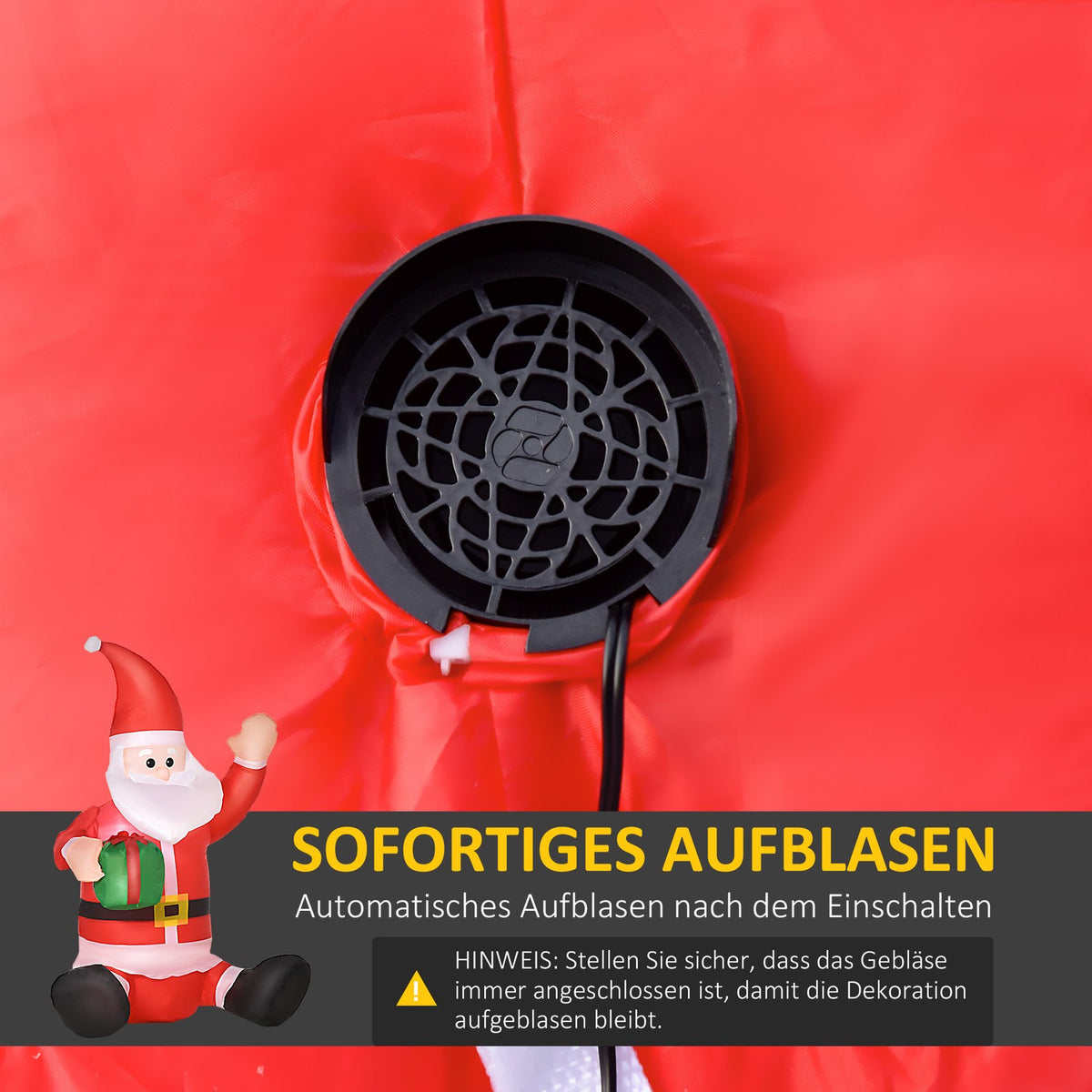 Self-Inflatable Santa Claus Christmas Decoration Led With Gift Blower Red L70 X W50 X H120 Cm