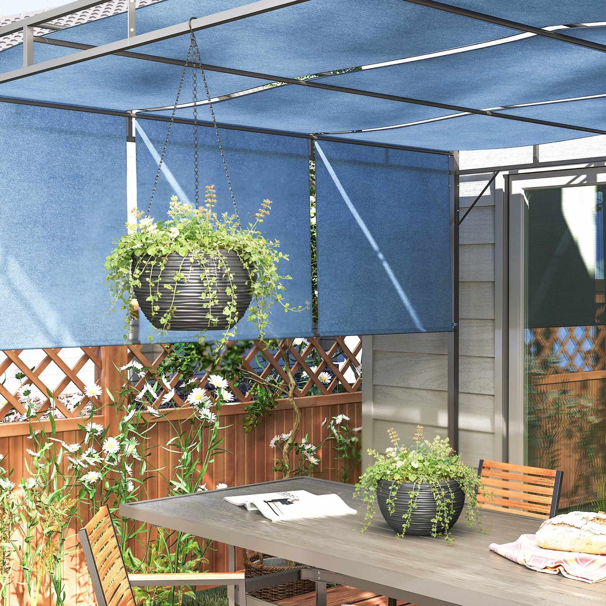 Self-Watering Hanging Planters Set, Black, 4-Pack