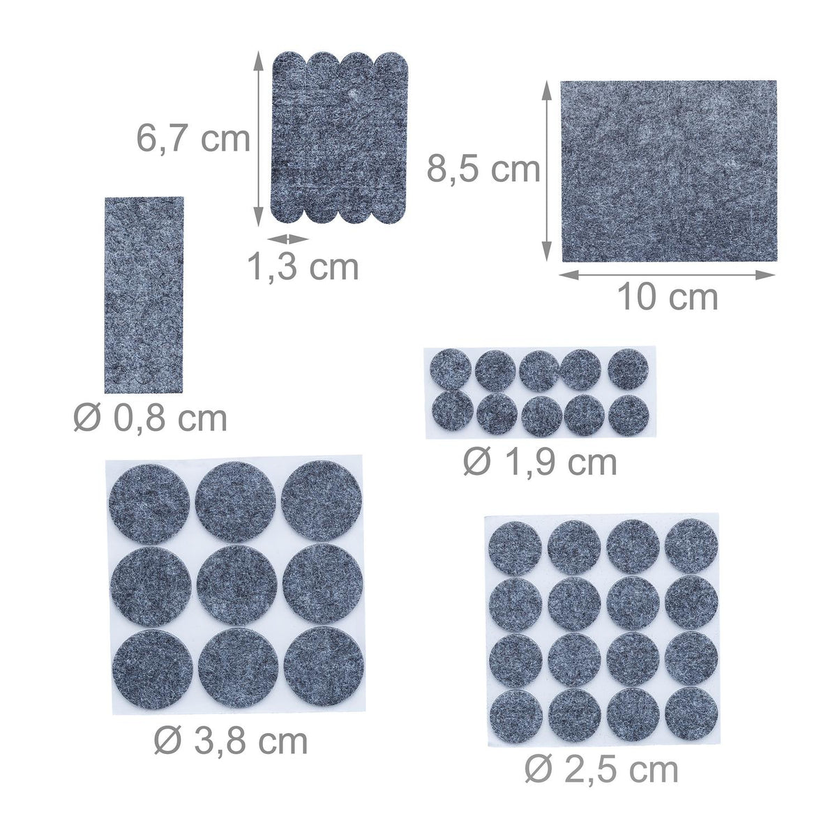 Self-adhesive felt sliders 204-pack