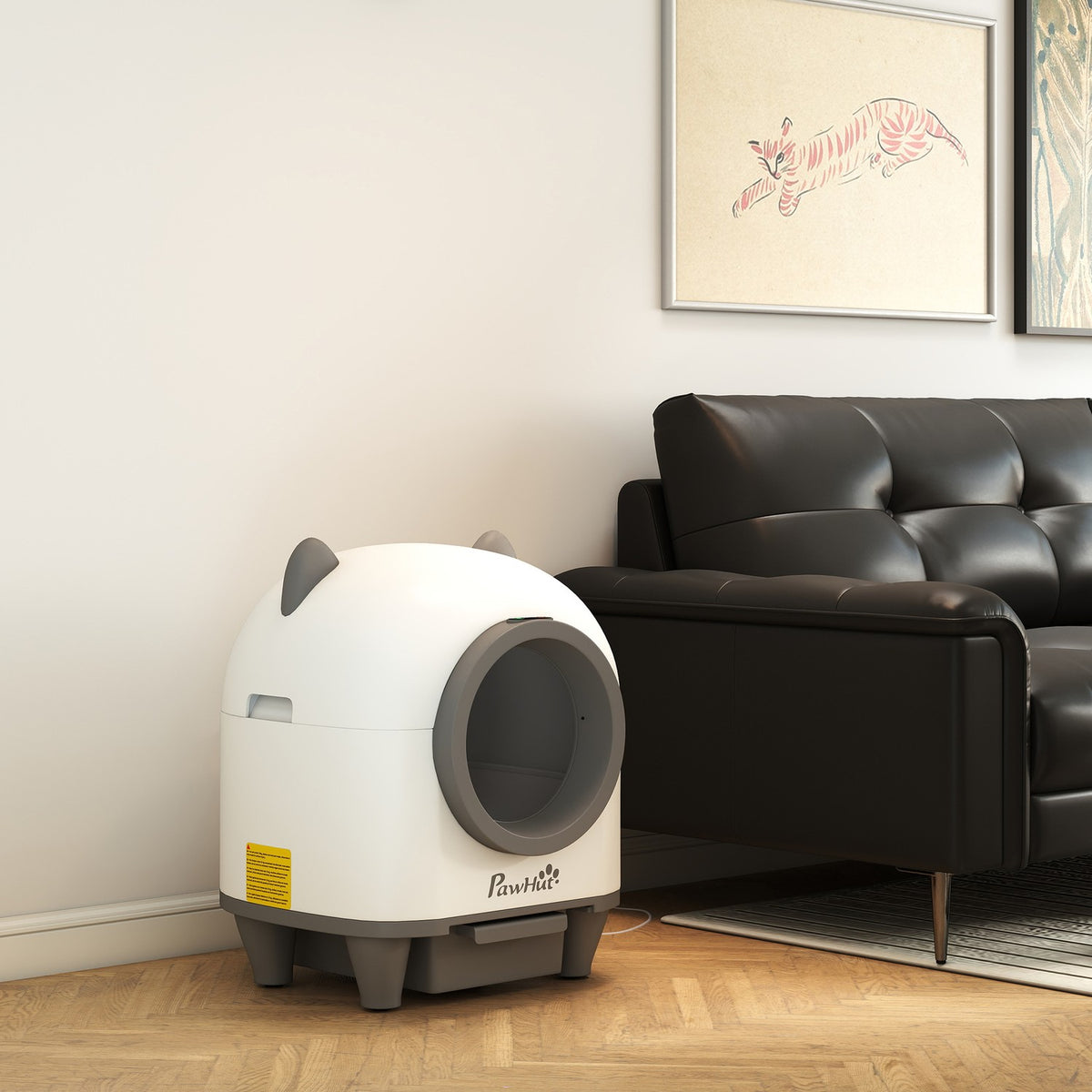 Self-cleaning cat litter box with app control 80 L odor removal for multiple cats