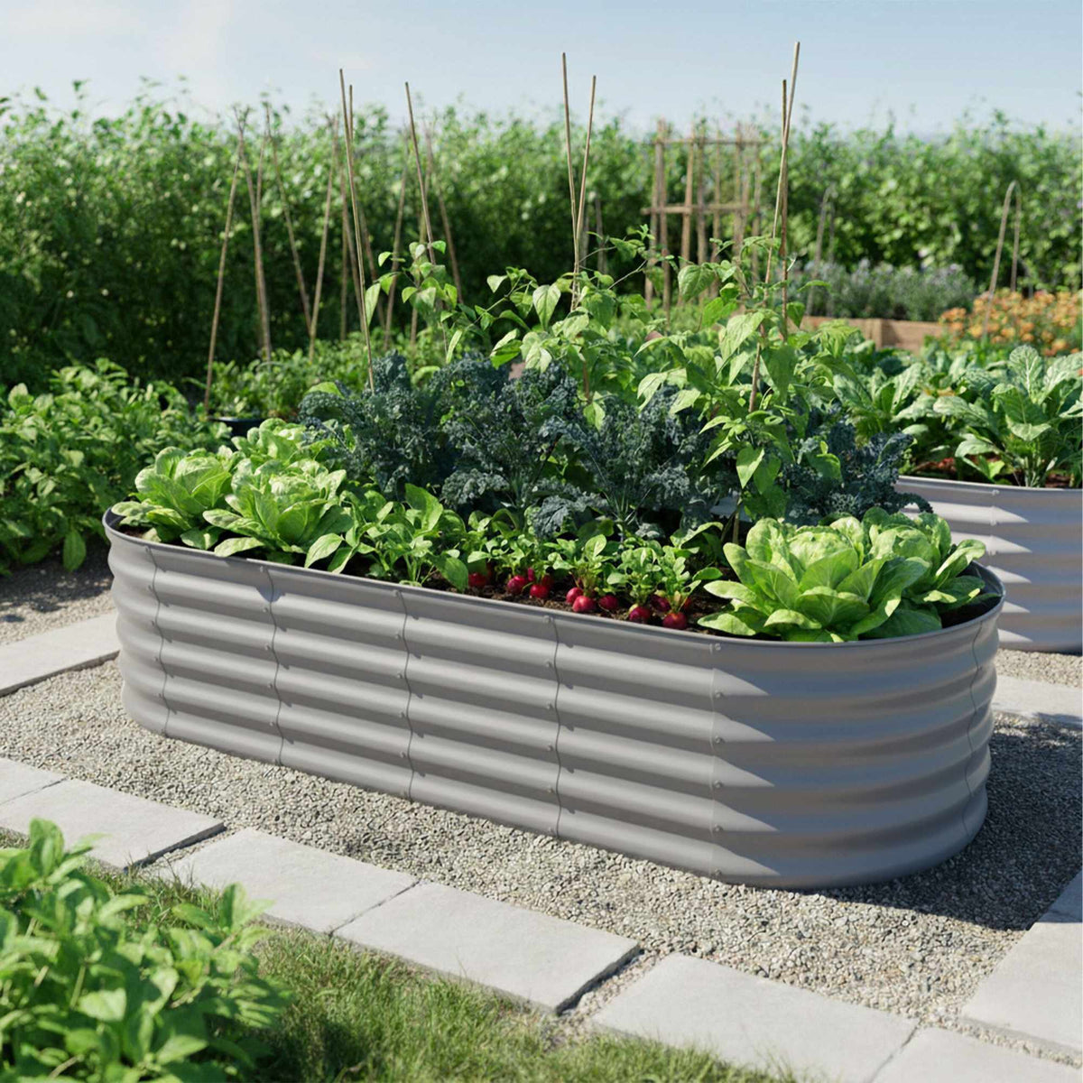 Semi-Circular Metal Planter, Raised Bed for Vegetables
