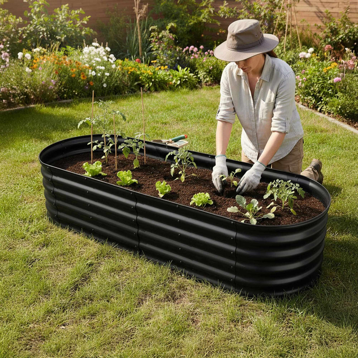 Semi-Circular Metal Planter – Weatherproof Raised Bed