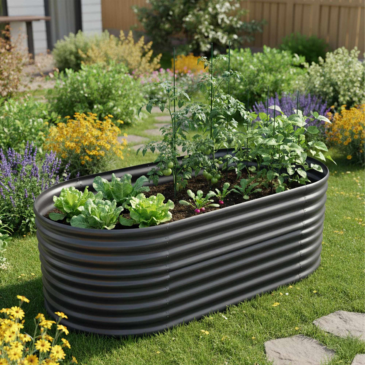Semicircular Galvanized Metal Raised Garden Bed