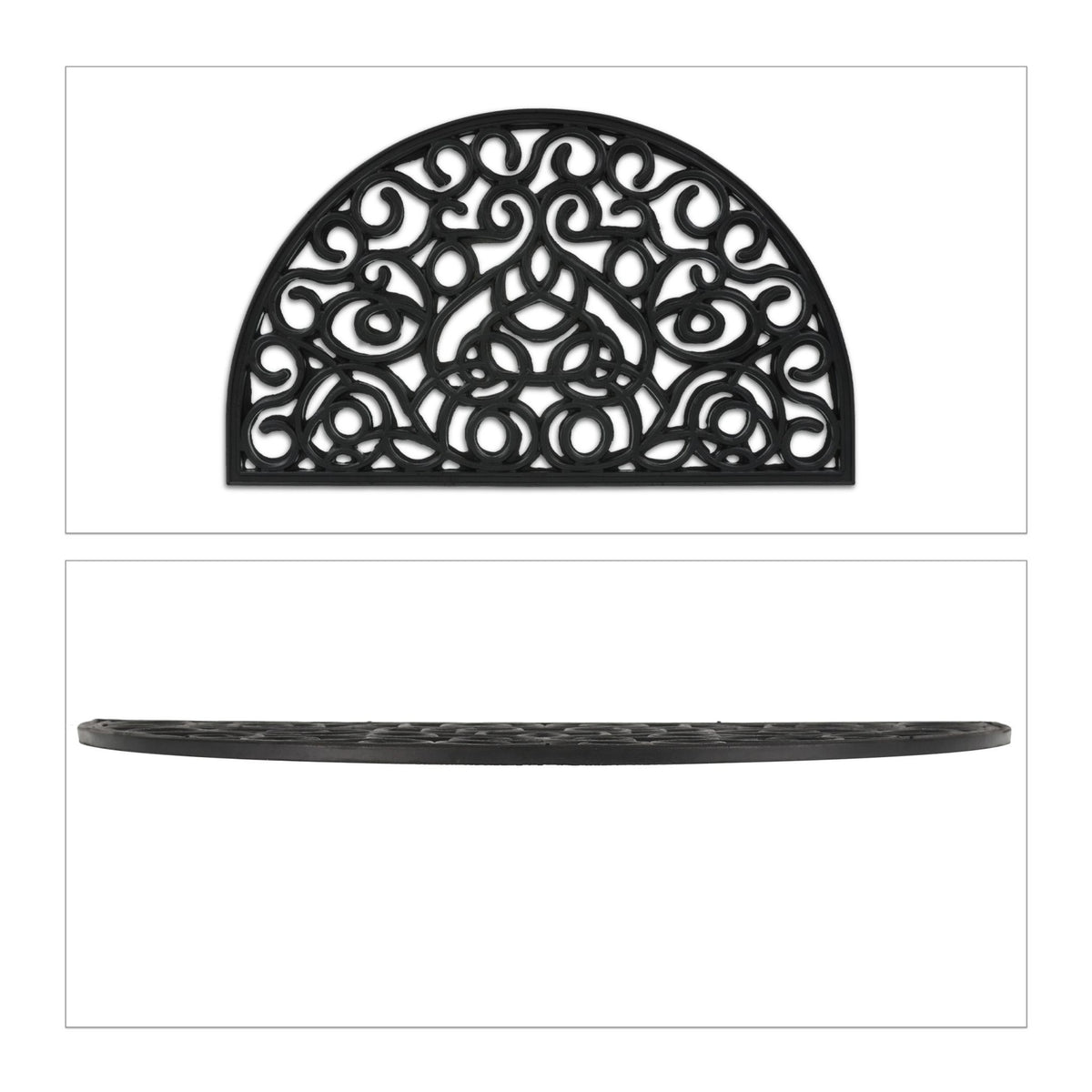 Semi-circular rubber door mat