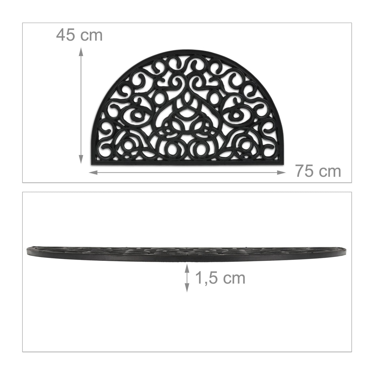 Semi-circular rubber door mat