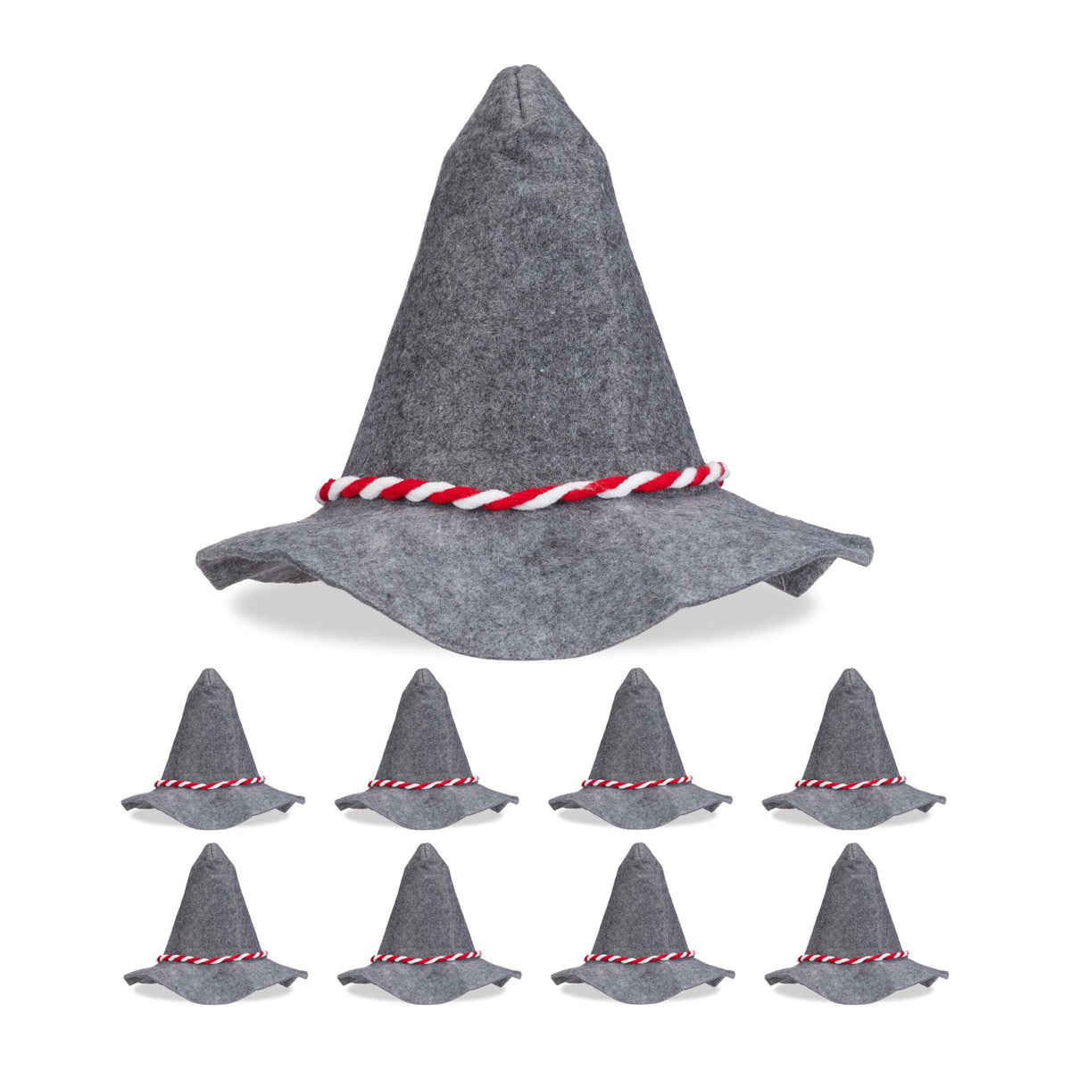 Seppel hat with red and white cord set of 9