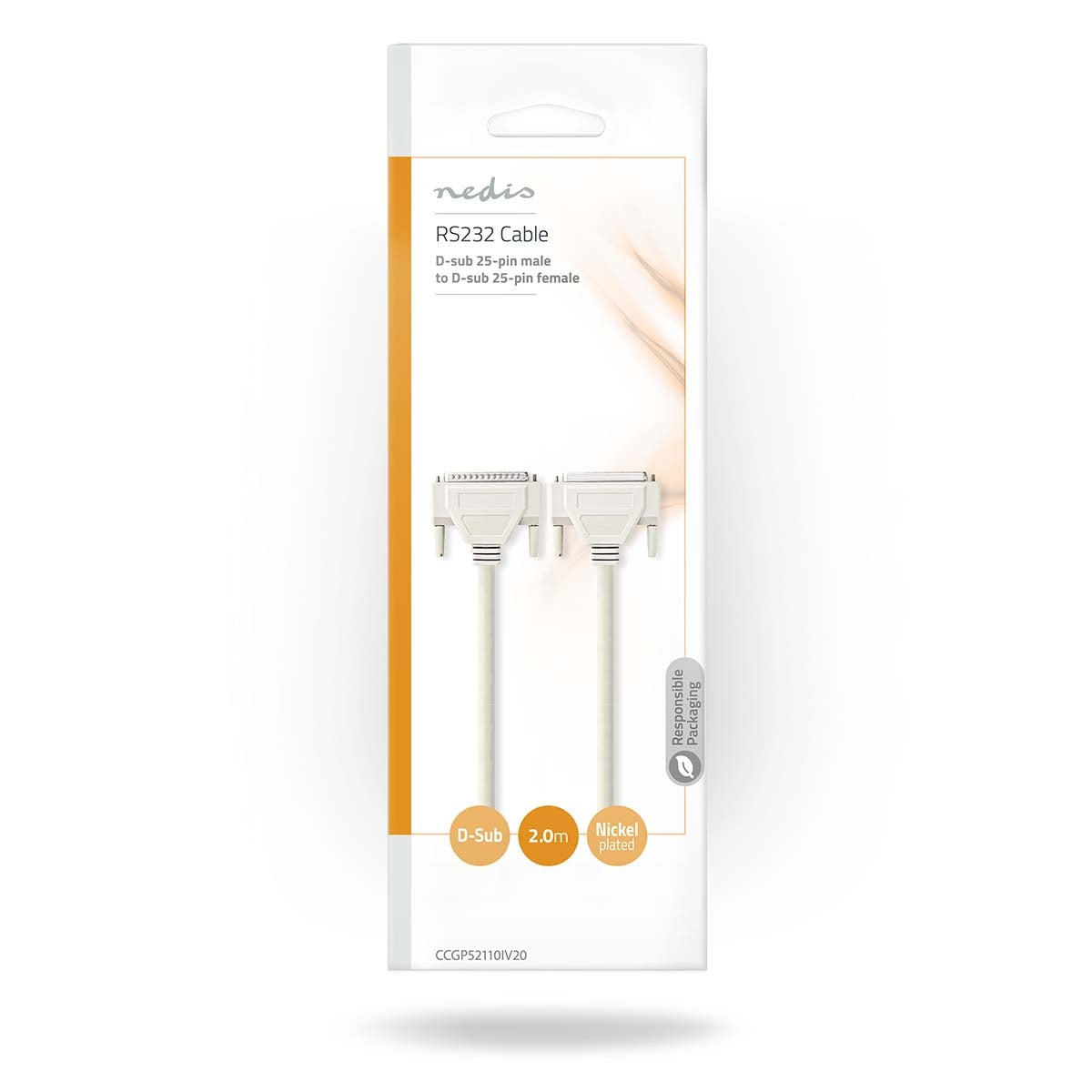 Series Cable | D-SUB 25-Pin Male | D-SUB 25-Pin Female | Nickel Plated | 2.00 m | Round | PVC | Ivory | Envelope
