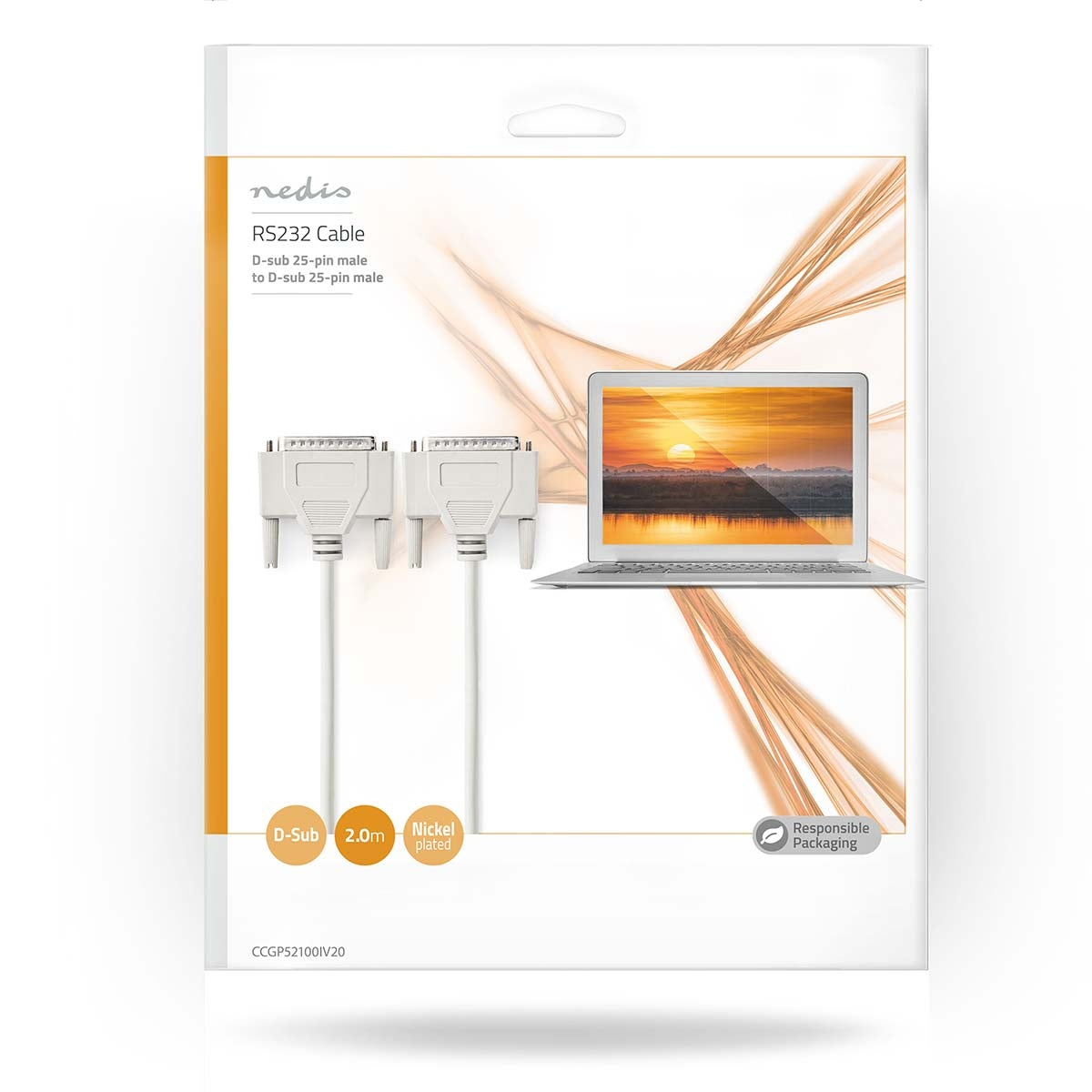 Series Cable | D-SUB 25-Pin Male | D-SUB 25-Pin Male | Nickel Plated | 2.00 m | Round | PVC | Ivory | Envelope
