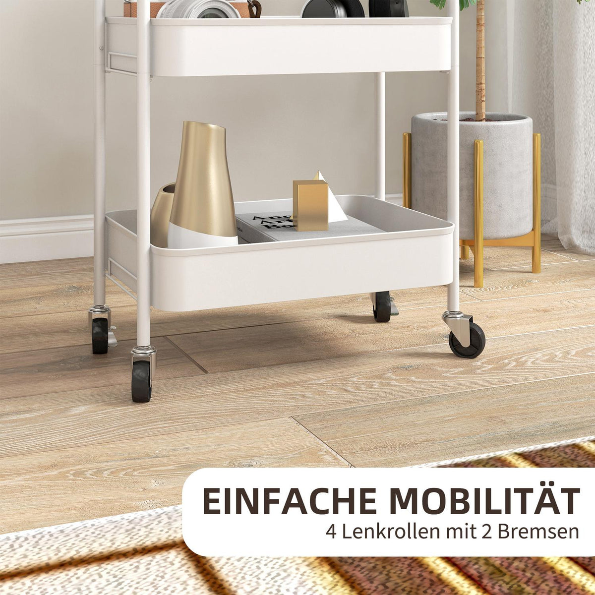 Serving Trolley 3 Tier Kitchen Trolley Storage Trolley For Kitchen Living Room Steel White