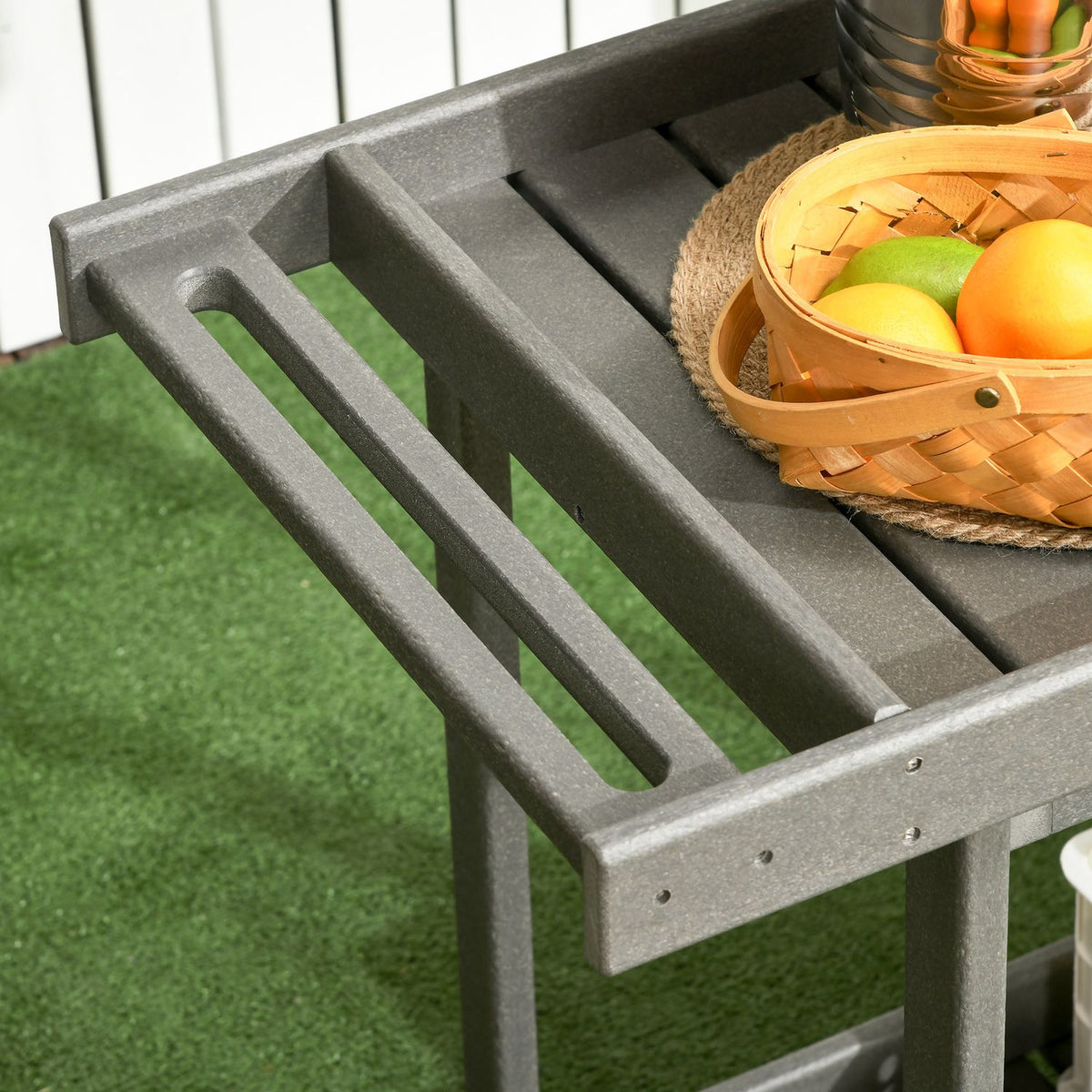 Serving Trolley Barbecue Trolley With Towel Rack, Garden Trolley With 2 Shelves, Outdoor Multifunctional Table, 87X50X80Cm