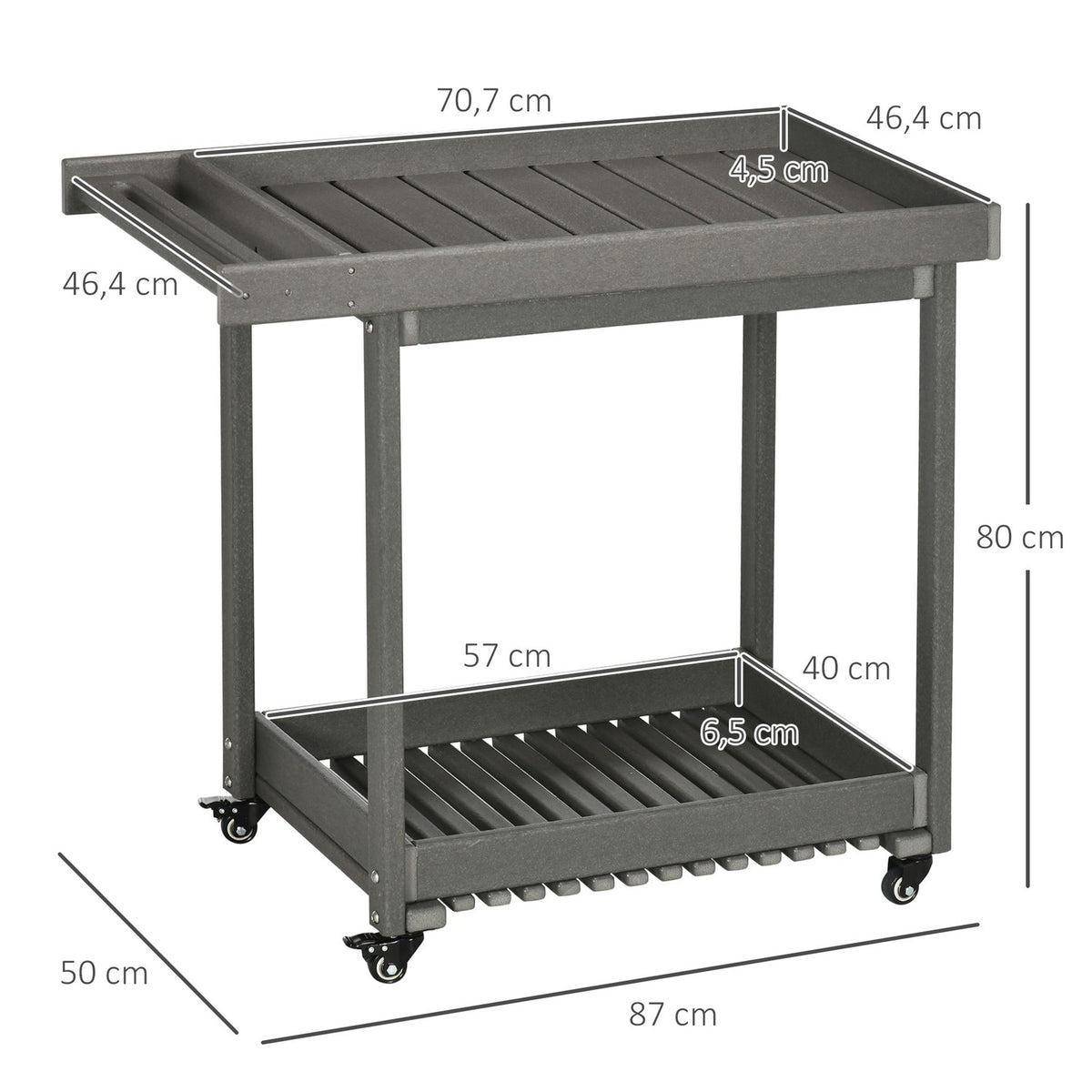 Serving Trolley Barbecue Trolley With Towel Rack, Garden Trolley With 2 Shelves, Outdoor Multifunctional Table, 87X50X80Cm