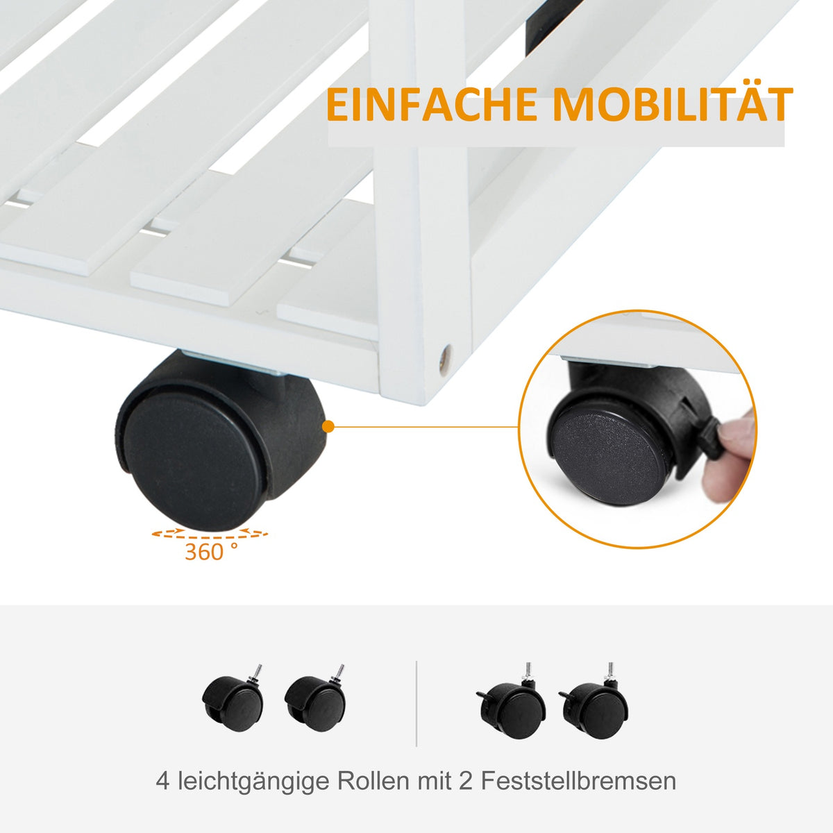 Serving Trolley, Kitchen Trolley, Trolley For The Kitchen, White, Wood, Practical And Stylish