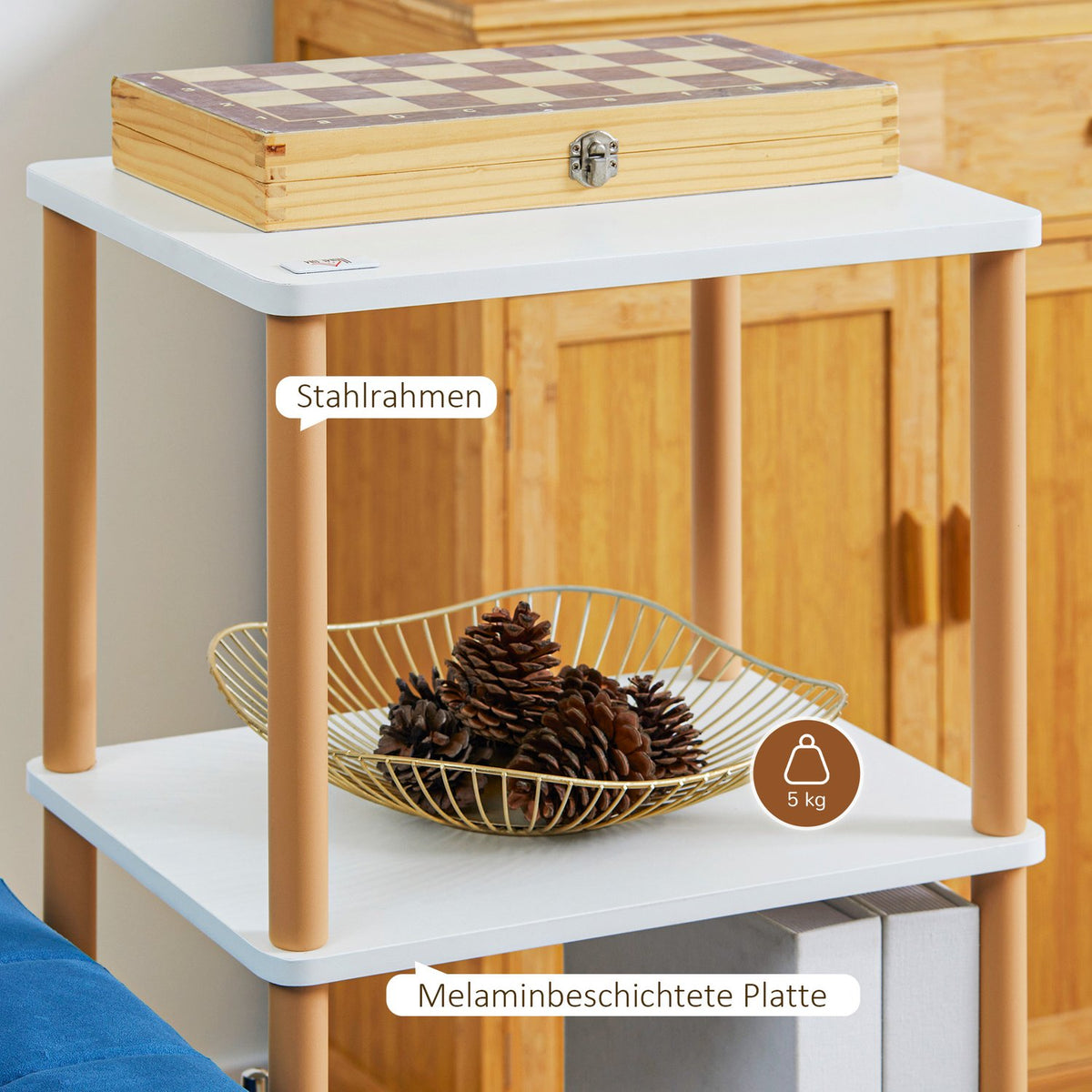 Serving Trolley Kitchen Trolley Trolley With 4 Levels Multi-Purpose Storage Trolley Steel Natural 40 X 30 X 105.5 Cm