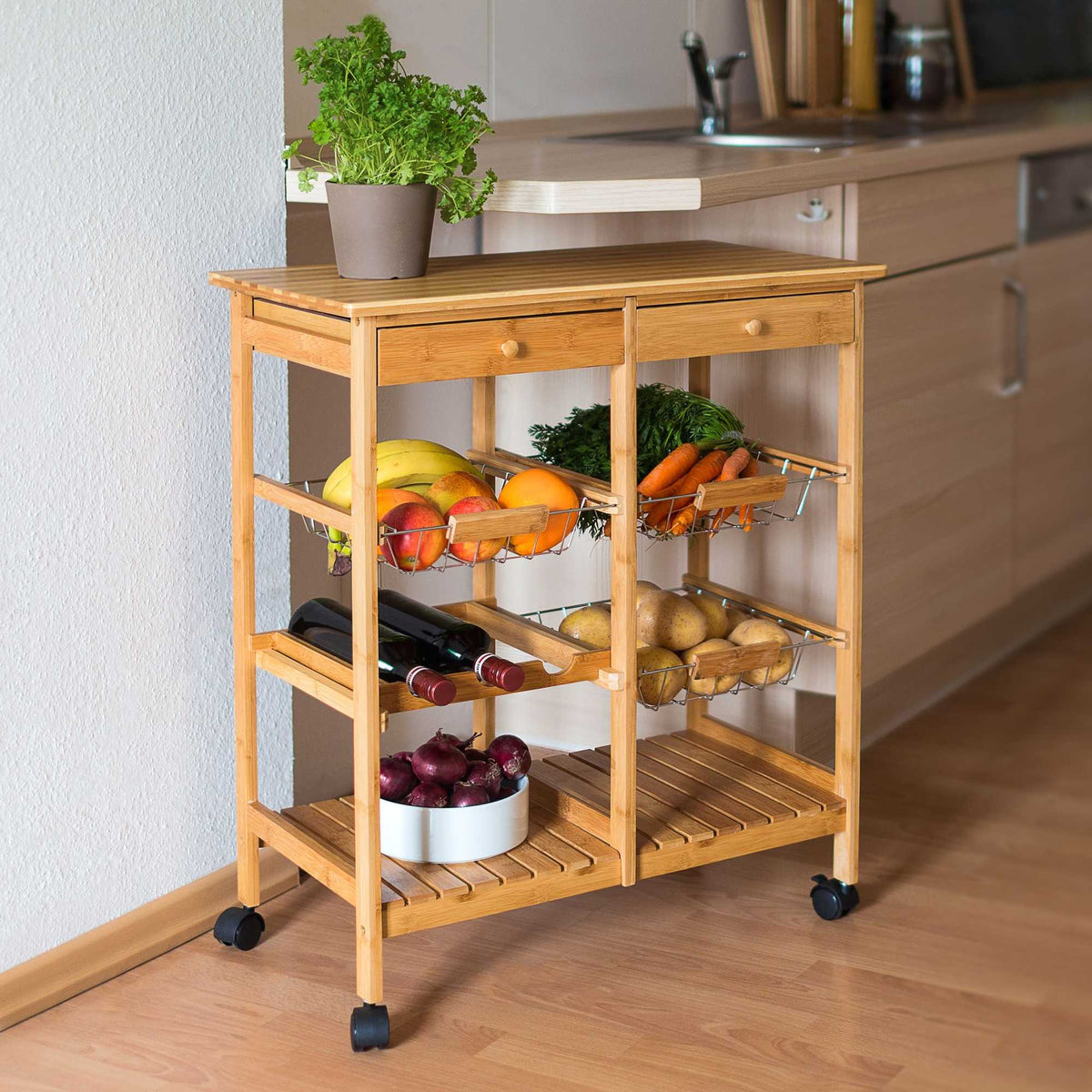 Serving trolley JAMES XXL with 3 baskets