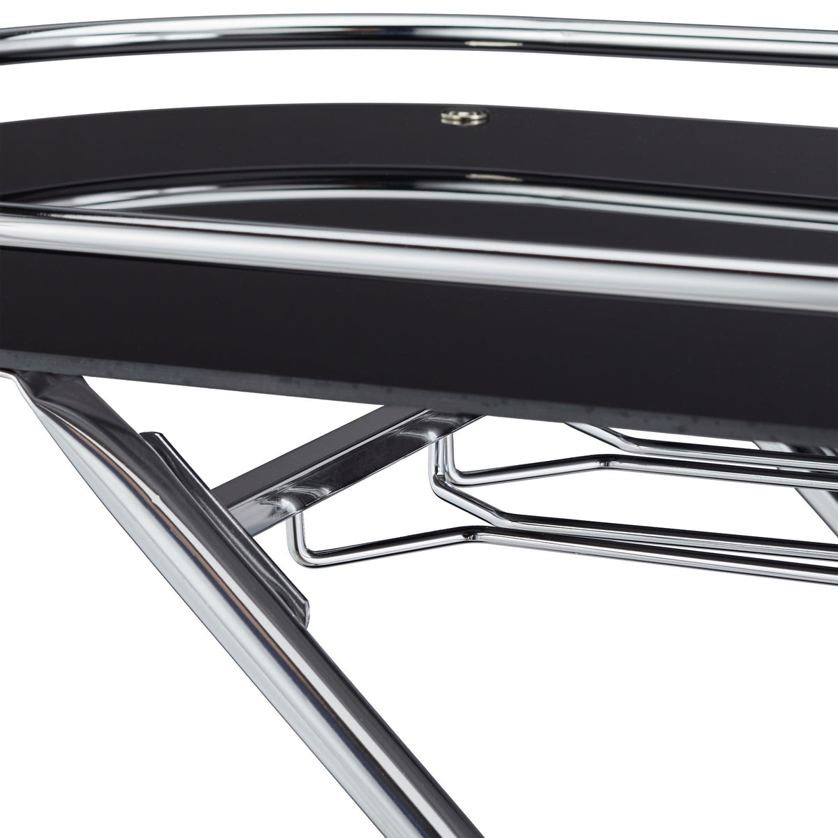 Serving trolley chrome and black glass