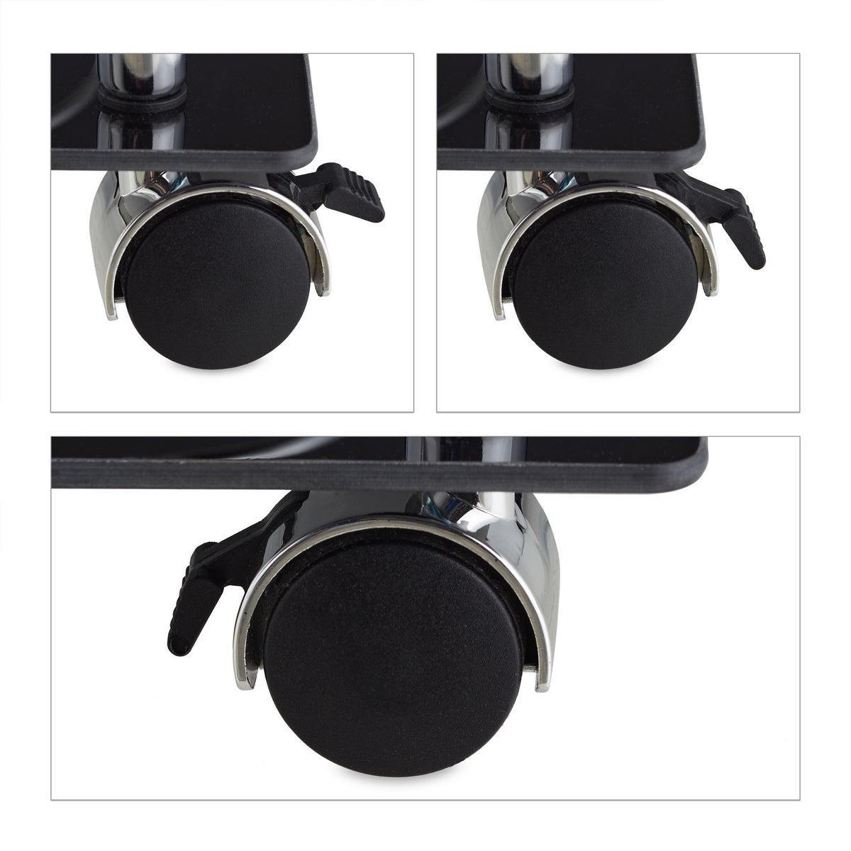 Serving trolley chrome and black glass