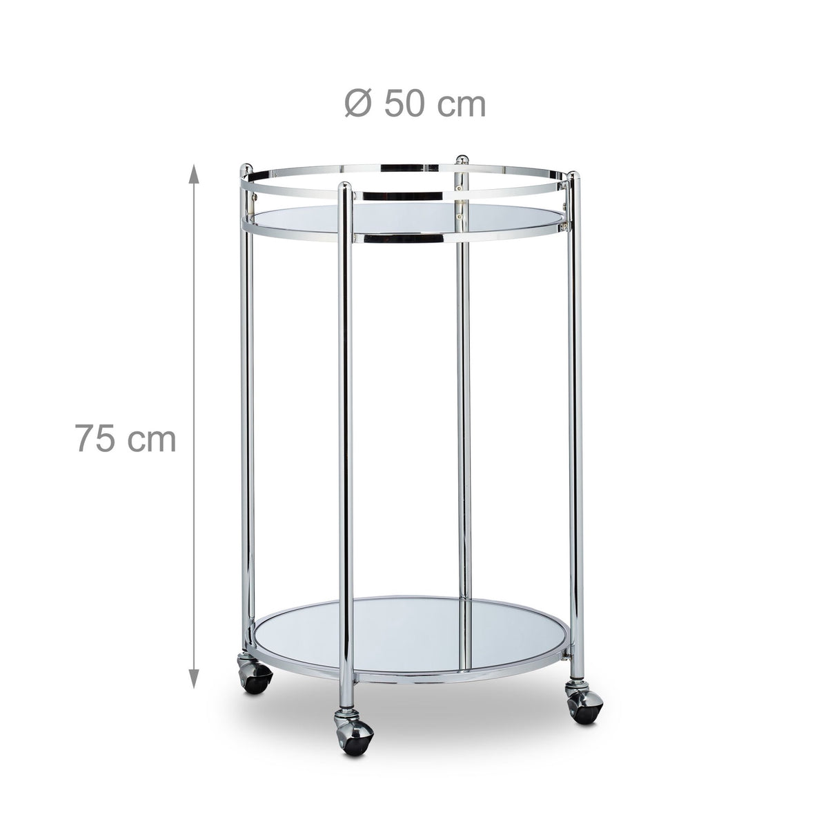 Serving trolley round silver