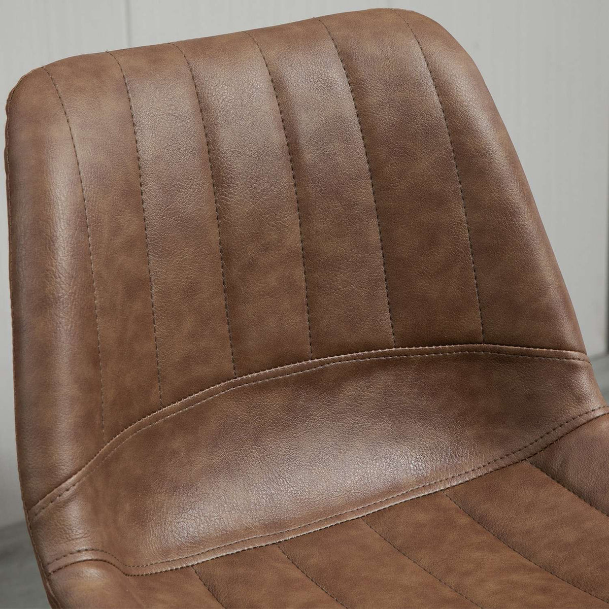 Set Of 2 Bar Stools, Counter Stools, Height-Adjustable Kitchen Stools, Bar Chairs, Bistro Stools With Foot Ring, Faux Leather, Steel, Brown