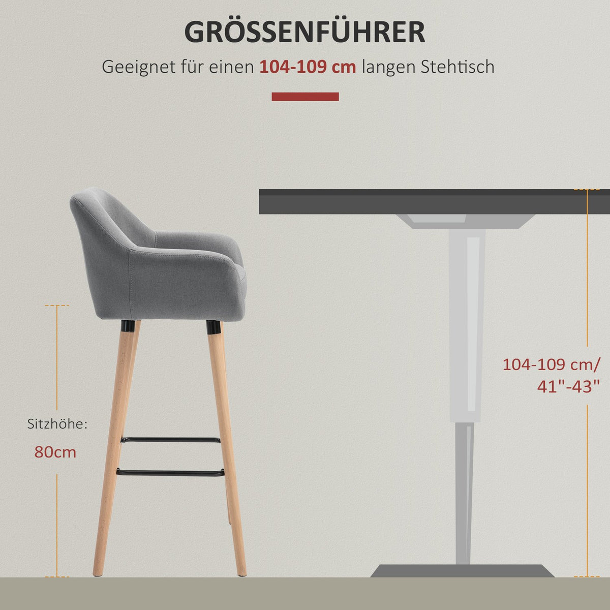 Set Of 2 Bar Stools, Linen Bar Chair With Seat Cushion, Kitchen Stool, Bistro Stool With Footrests, Counter Stool, Gray, 55 X 48 X 100 Cm