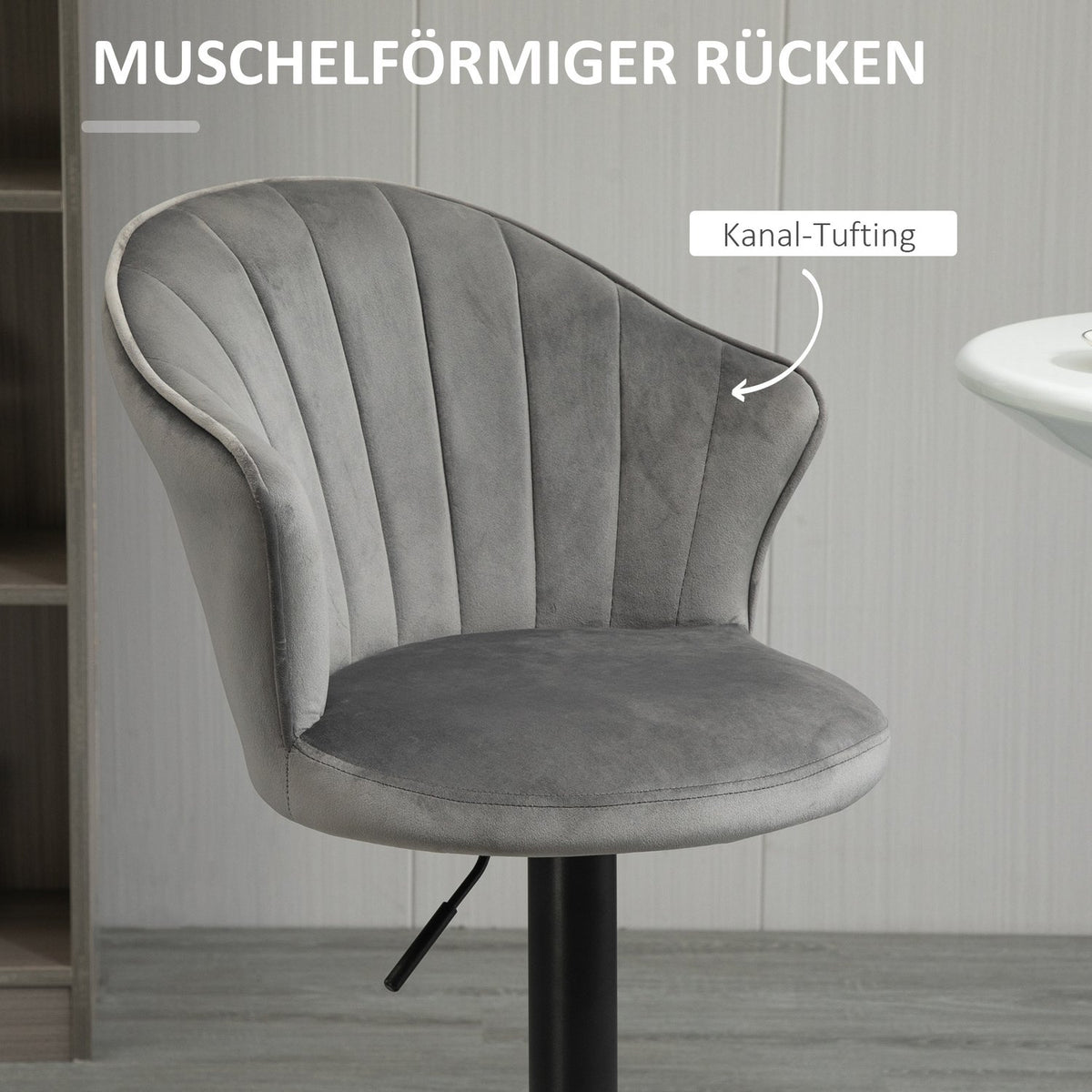 Set Of 2 Bar Stools Swivel Bar Chairs With Backrest Velvet Touch Height Adjustable Armless Foam Gray 51.5X 57.5 X 93-114.5 Cm