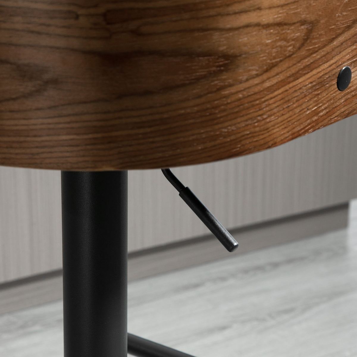 Set Of 2 Bar Stools Swivel Bar Chairs With Footrest Height Adjustable Kitchen Chairs Swivel Chairs Faux Leather Wood Black + Coffee 48 X 49.5 X 76-96 Cm