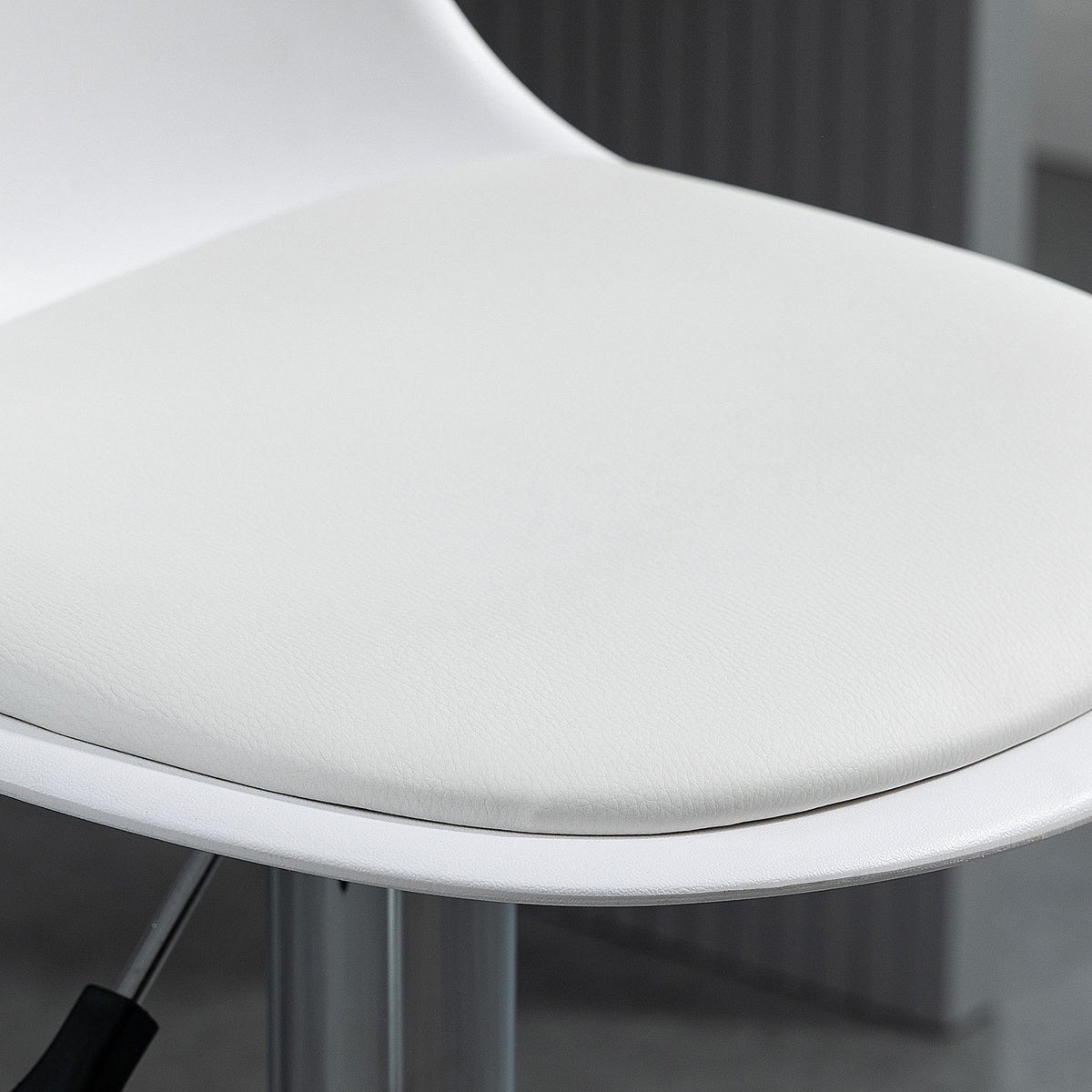 Set Of 2 Bar Stools Swivel Chairs With Backrest Modern Design Height Adjustable For Bar Counter White Faux Leather Steel Up To 120Kg 40X42X82-104 Cm