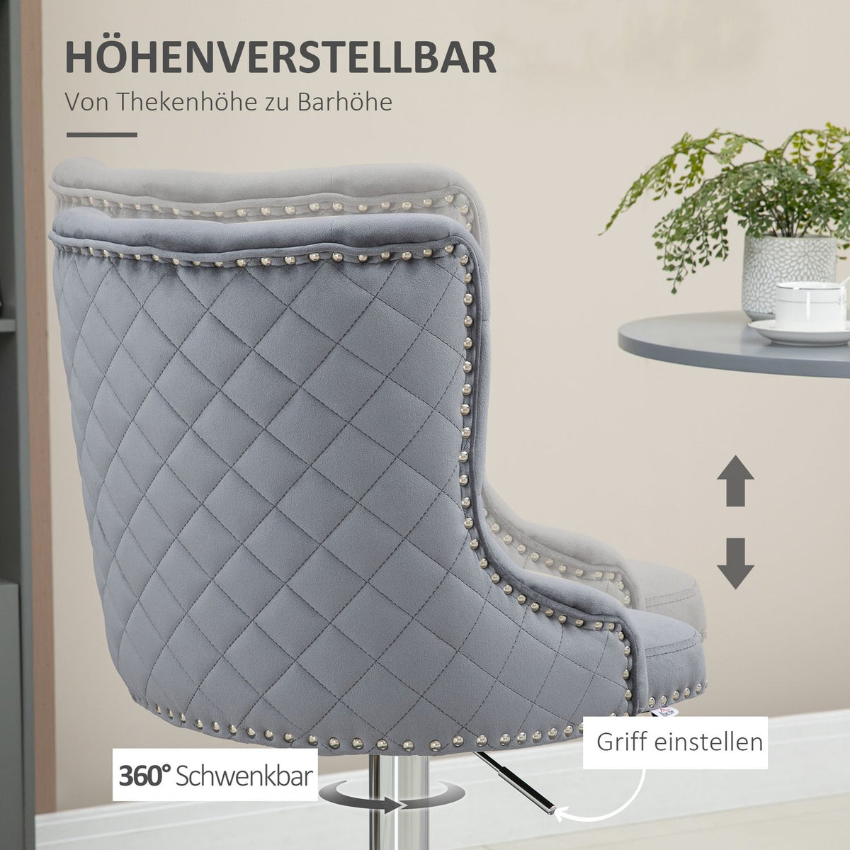 Set Of 2 Bar Stools, Swivel Chairs With Footrest, Height-Adjustable, Modern Bar Chairs, Load Capacity Up To 120 Kg, Pu Linen Steel, 46X55X102-123 Cm