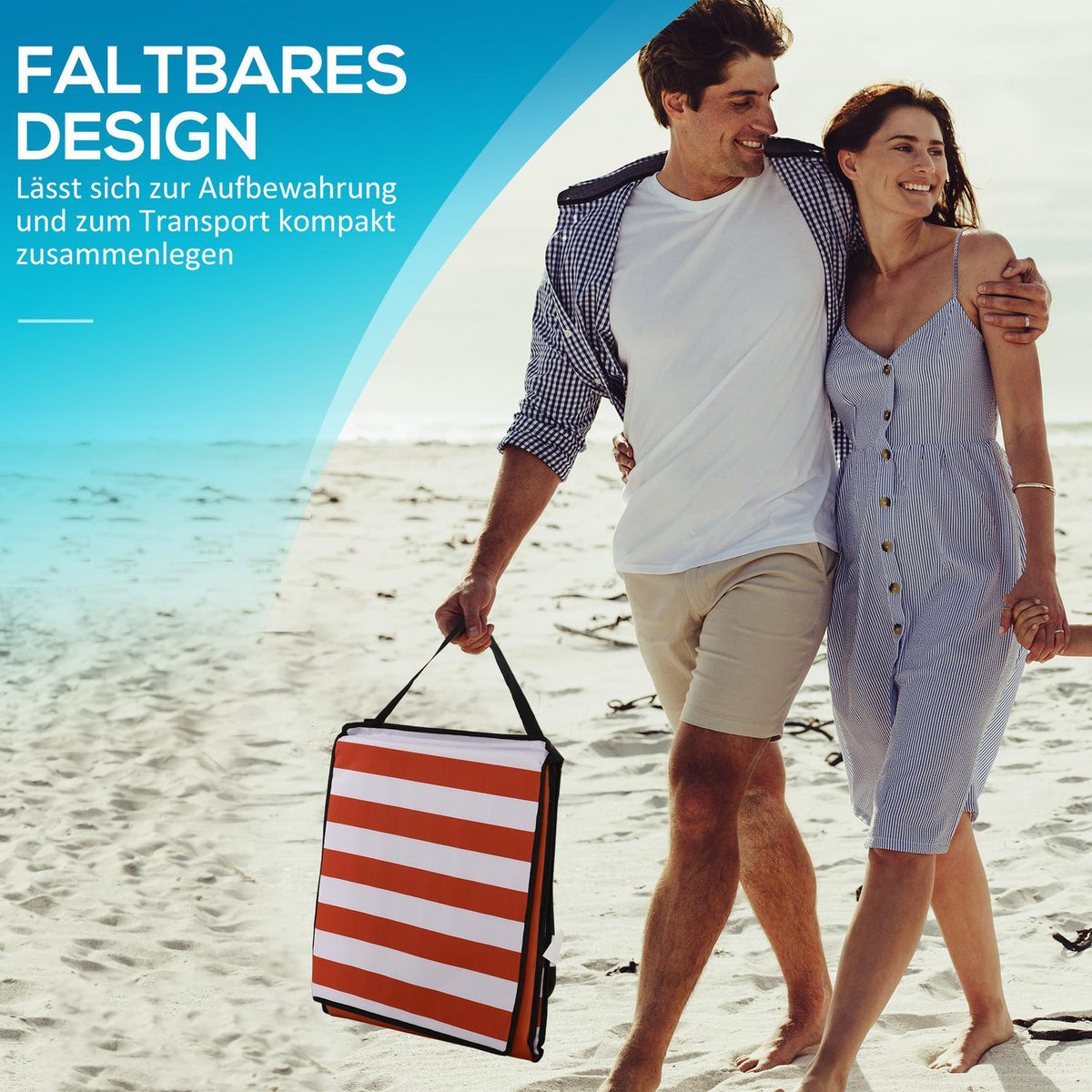 Set Of 2 Beach Mat Foldable Adjustable Sun Lounger Beach Mattress Carry Bag Red 142X51X40Cm
