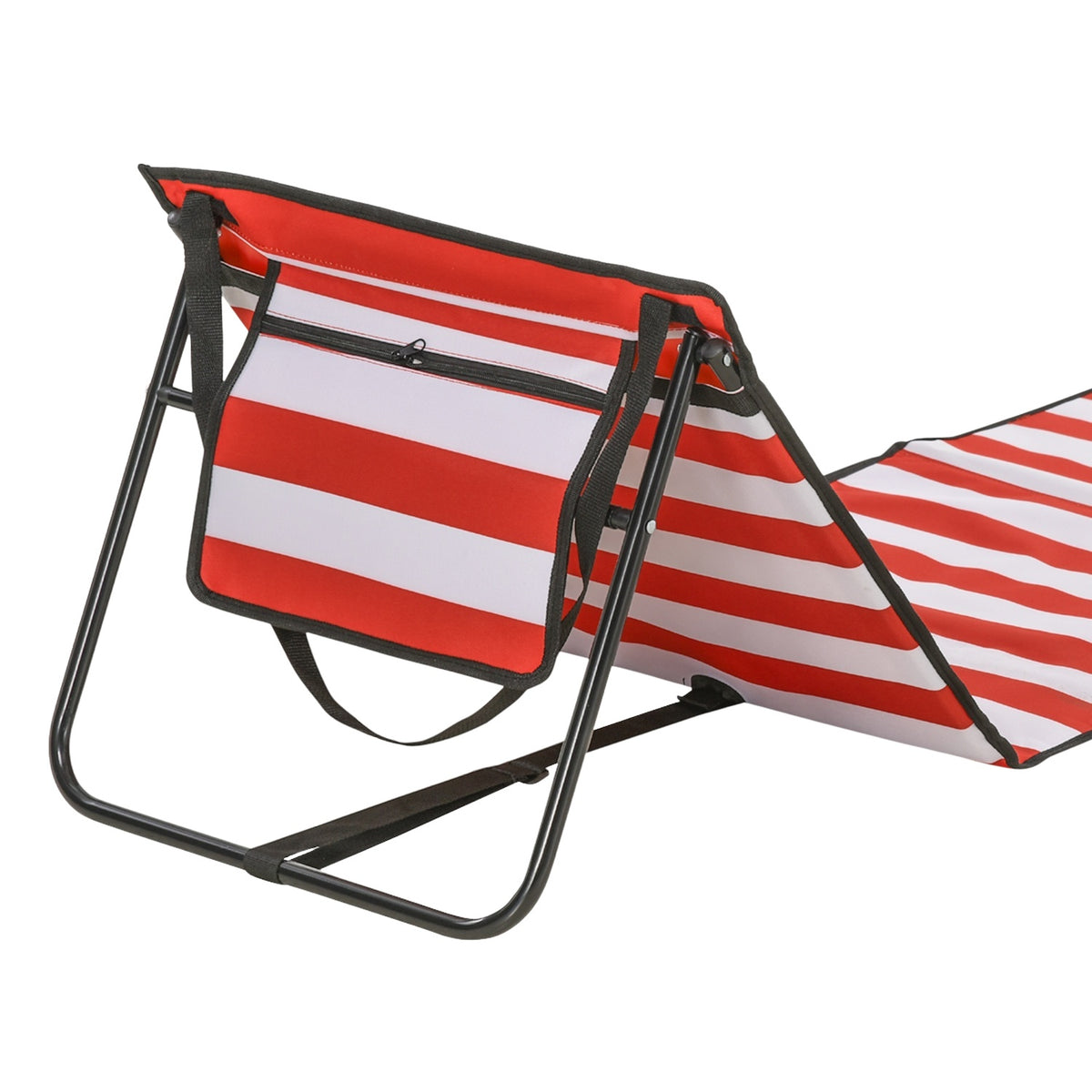 Set Of 2 Beach Mat Foldable Adjustable Sun Lounger Beach Mattress Carry Bag Red 142X51X40Cm