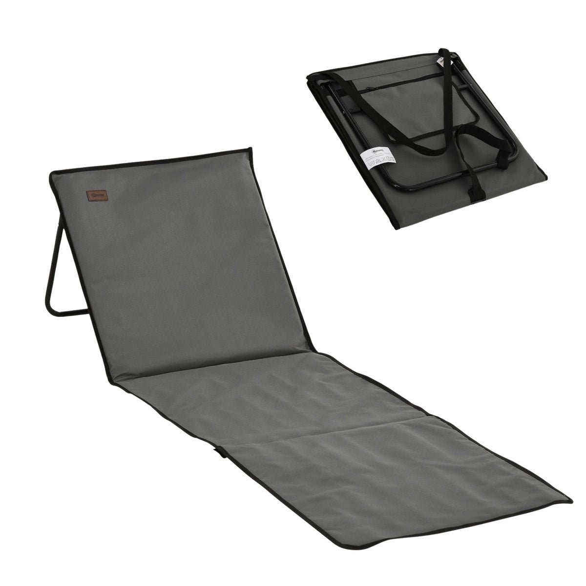 Set Of 2 Beach Mat, Foldable Beach Lounger, Adjustable Sun Lounger, Beach Mattress With Carry Bag, Magazine Bag, Steel, Oxford