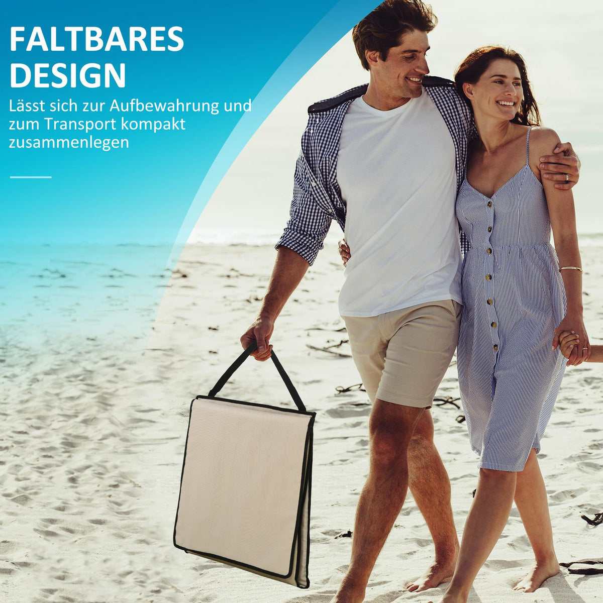 Set Of 2 Beach Mat Foldable Beach Lounger Adjustable Sun Lounger Carry Bag Magazine Bag Steel Oxford