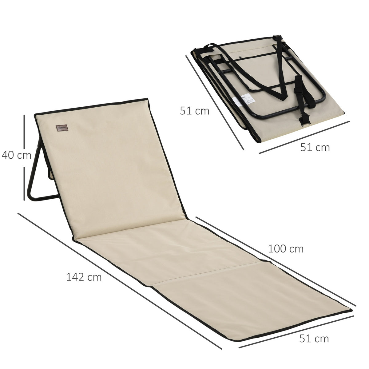 Set Of 2 Beach Mat Foldable Beach Lounger Adjustable Sun Lounger Carry Bag Magazine Bag Steel Oxford