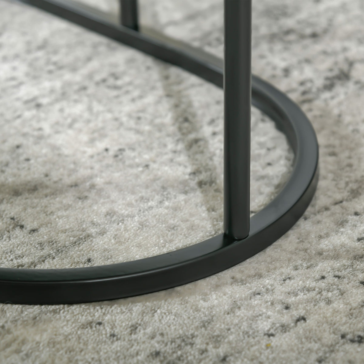 Set Of 2 Coffee Tables Round Oval Order Table Coffee Table Stackable With Faux Marble Side Up To 30 Kg Mdf Steel Black Ø50 X 50.5H Cm