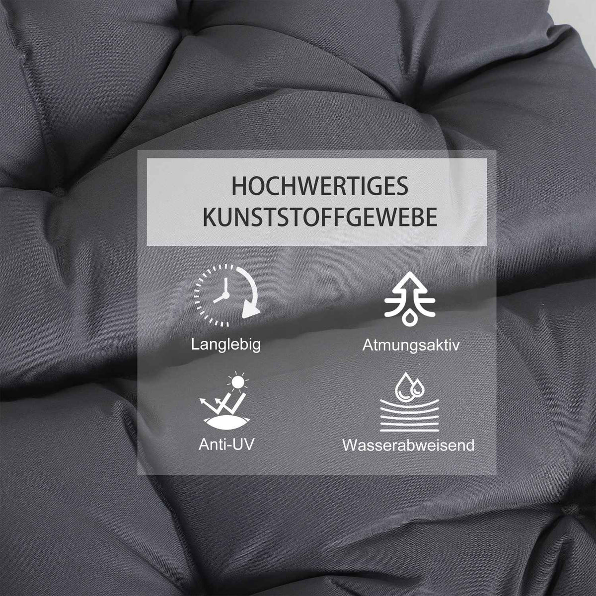 Set Of 2 Cushions For Low-Back Chair Cushions, Seat Cushions, Garden Cushions, Grey