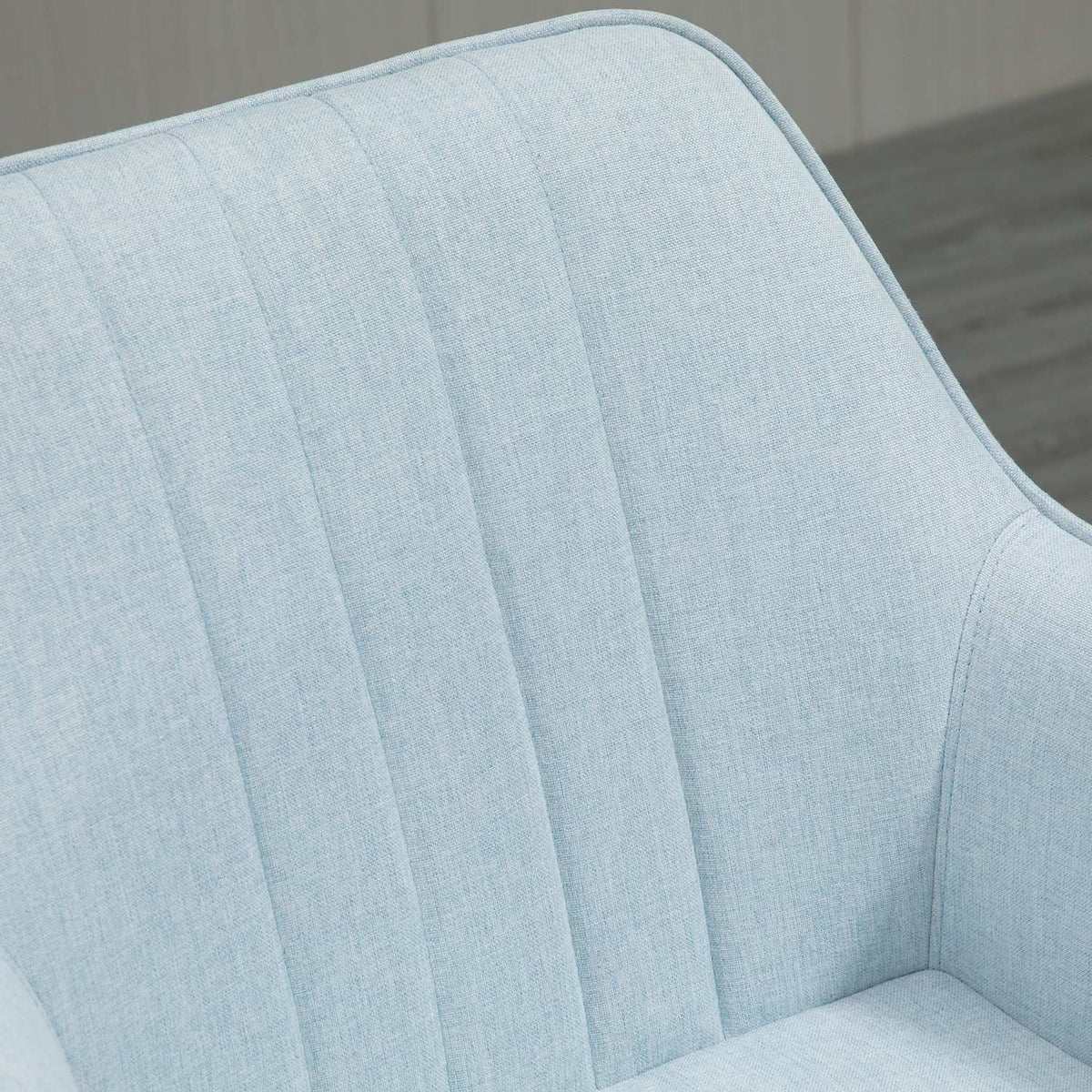 Set Of 2 Dining Room Chairs Upholstered Chairs With Breathable Linen Cover, Backrest, Armrest, Metal Legs, Blue, 59.5X56.5X81Cm