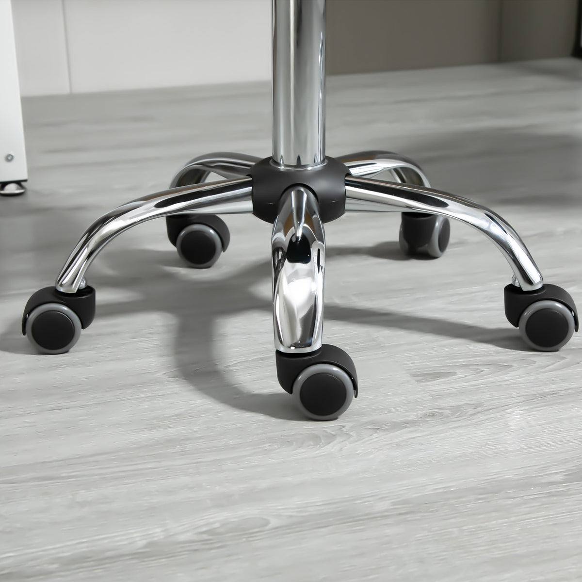 Set Of 2 Salon Stools, Rolling Stools, Height-Adjustable Swivel Stools, With Wheels, Faux Leather, Black, Ø35.5X48-63Cm