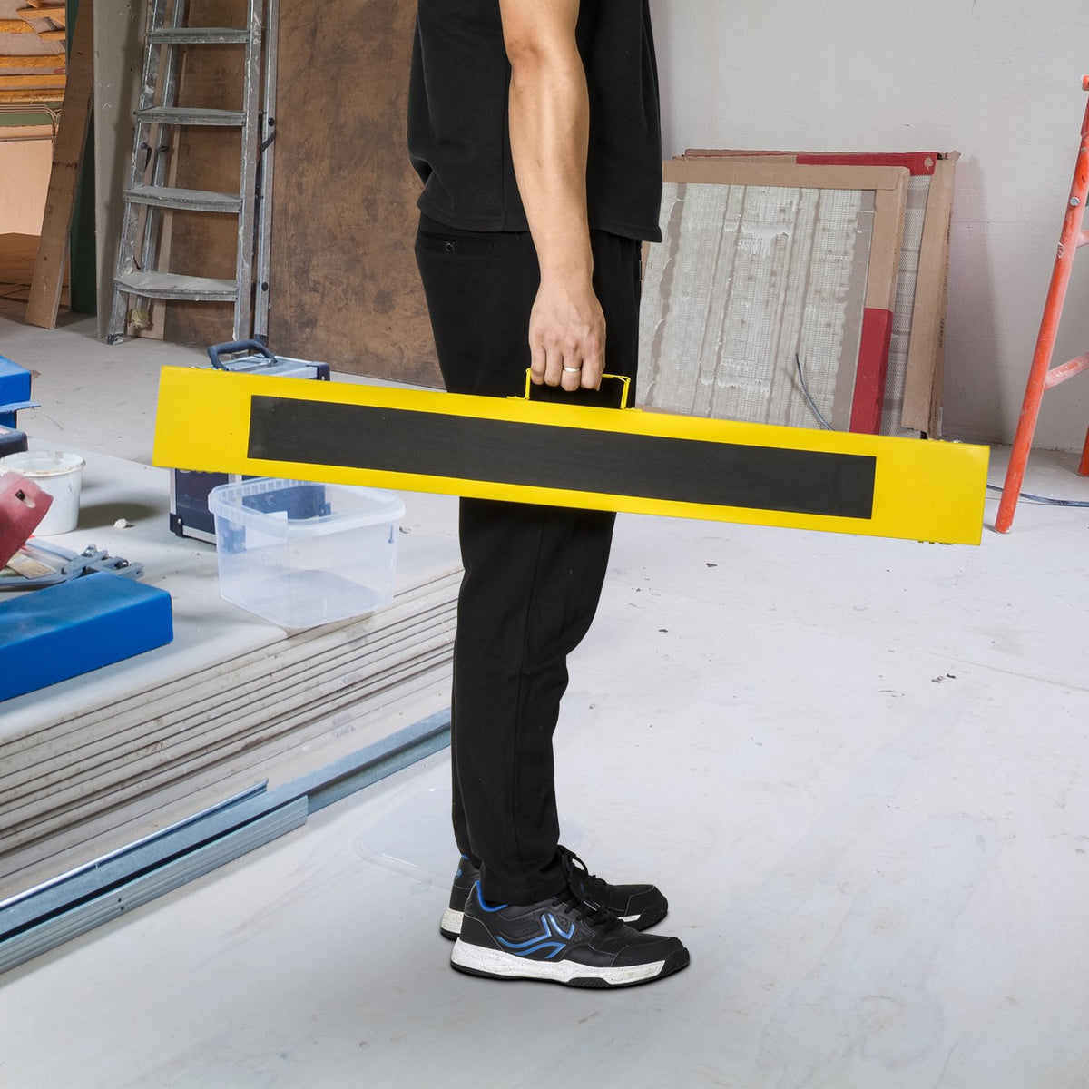 Set Of 2 Saw Horse Work Trestle Folding Non-Slip Steel Yellow Black 100 X 49 X 62-90 Cm Load Capacity 100 Kg