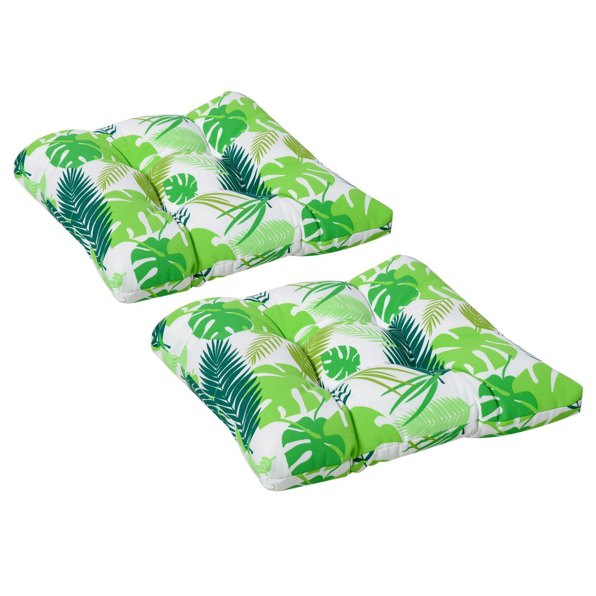 Set Of 2 Seat Cushions, Chair Cushions, Easy To Clean, Green Stripes, 50Lx45Wx8D Cm