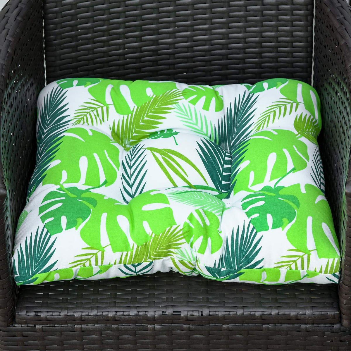 Set Of 2 Seat Cushions, Chair Cushions, Easy To Clean, Green Stripes, 50Lx45Wx8D Cm