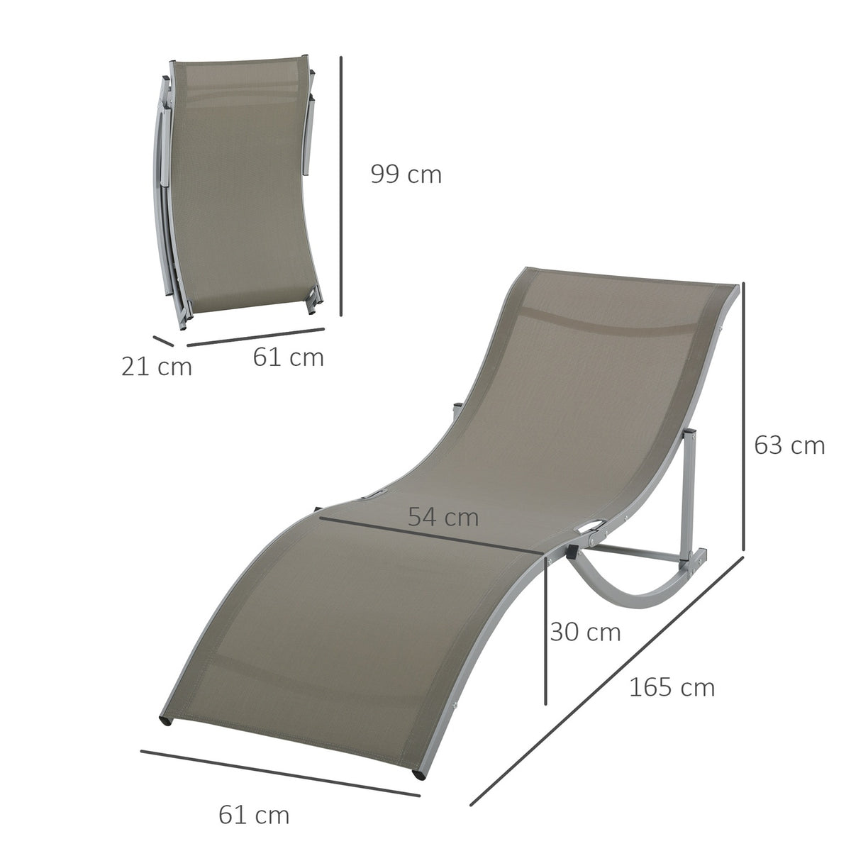 Set Of 2 Sun Loungers Garden Loungers Fabric Lounger Relax Lounger Ergonomic Aluminum Textline Light Gray 165 X 61 X 63 Cm